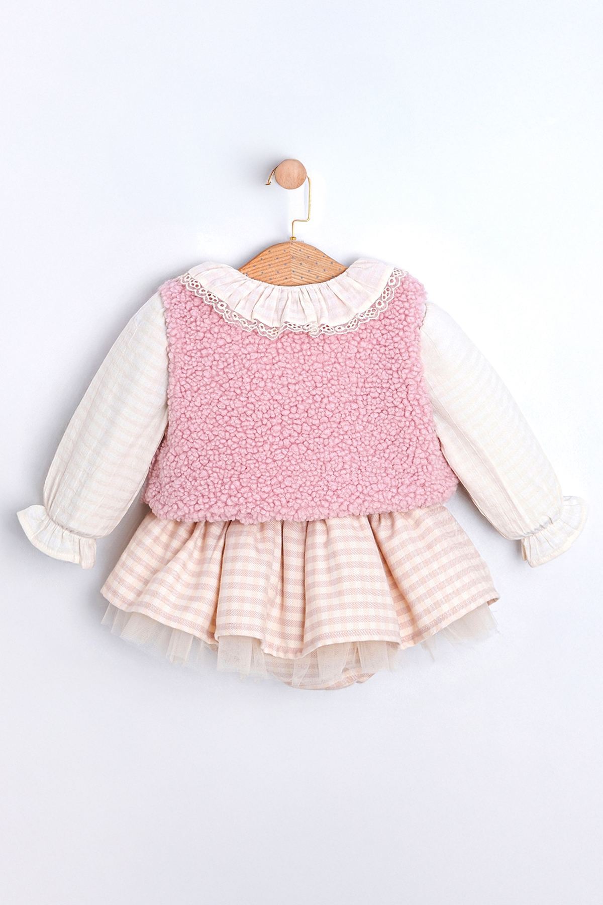 6-18 Aylık Pink Love Çantalı 4'Lü Kız Bebek Takım-Pembe