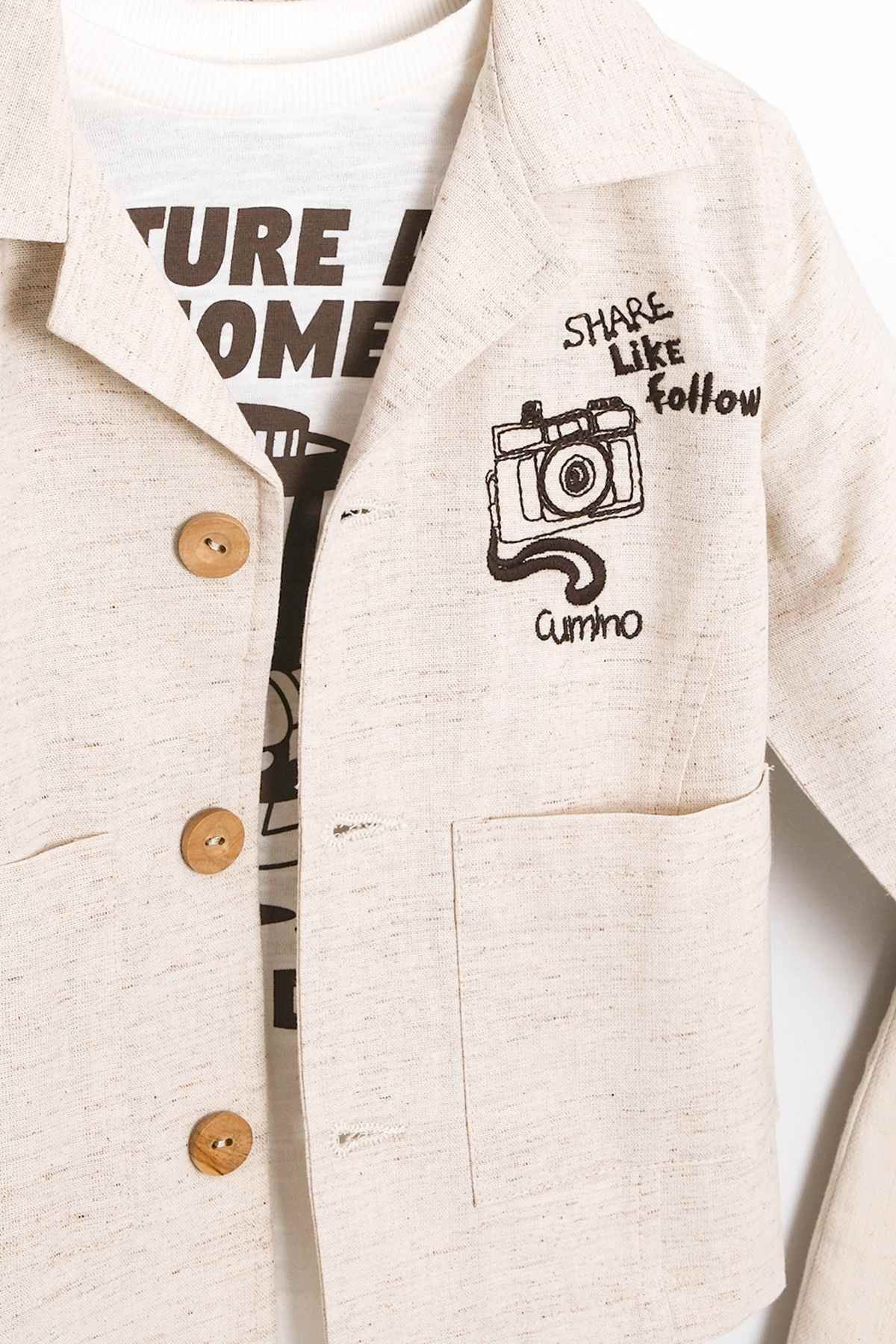 2-5 Yaş Brendone Like Erkek Çocuk 3'Lü Takım-Latte