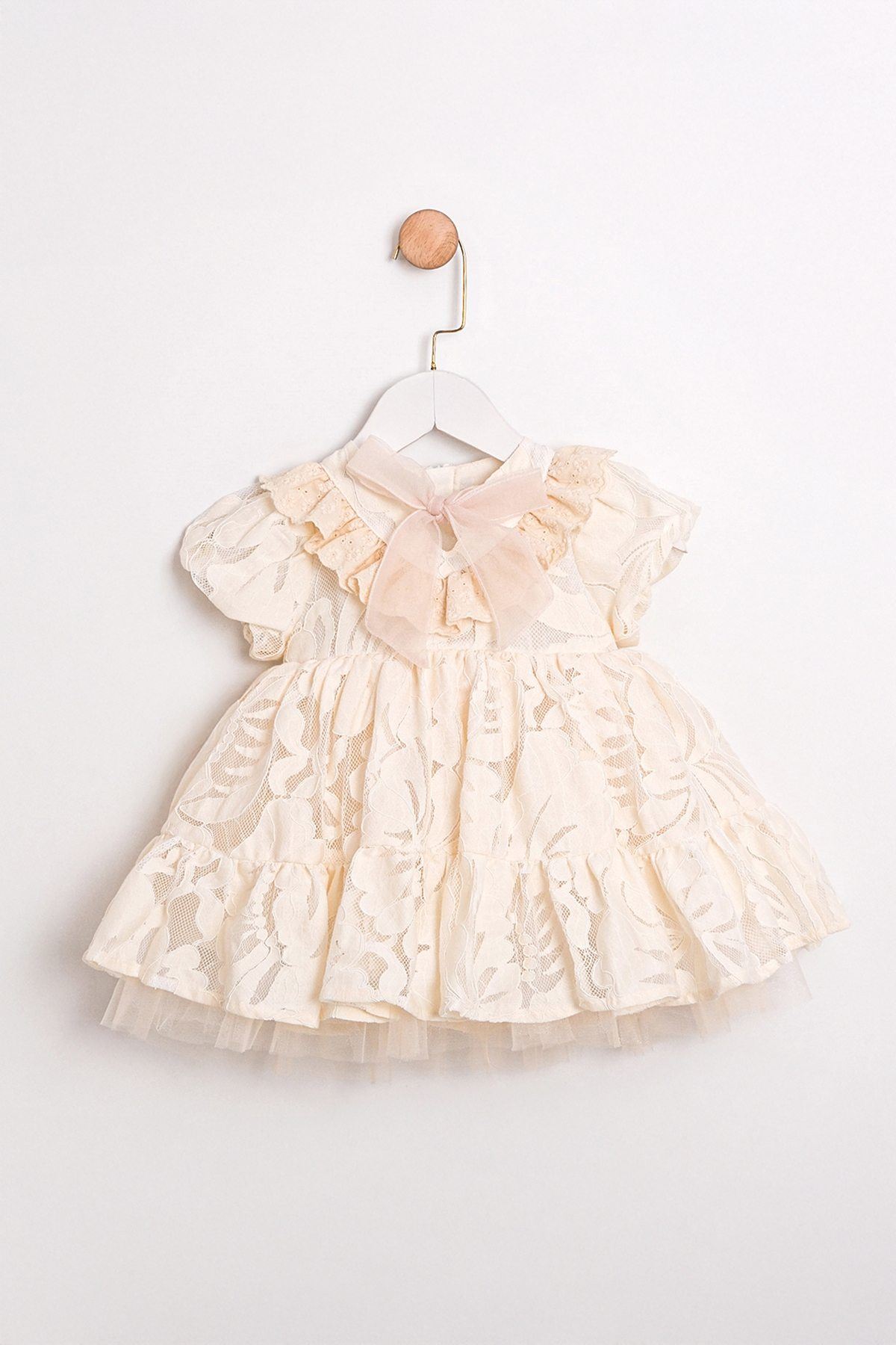 9-24 Aylık ELeni Funny Kız Bebek Elbise-Latte