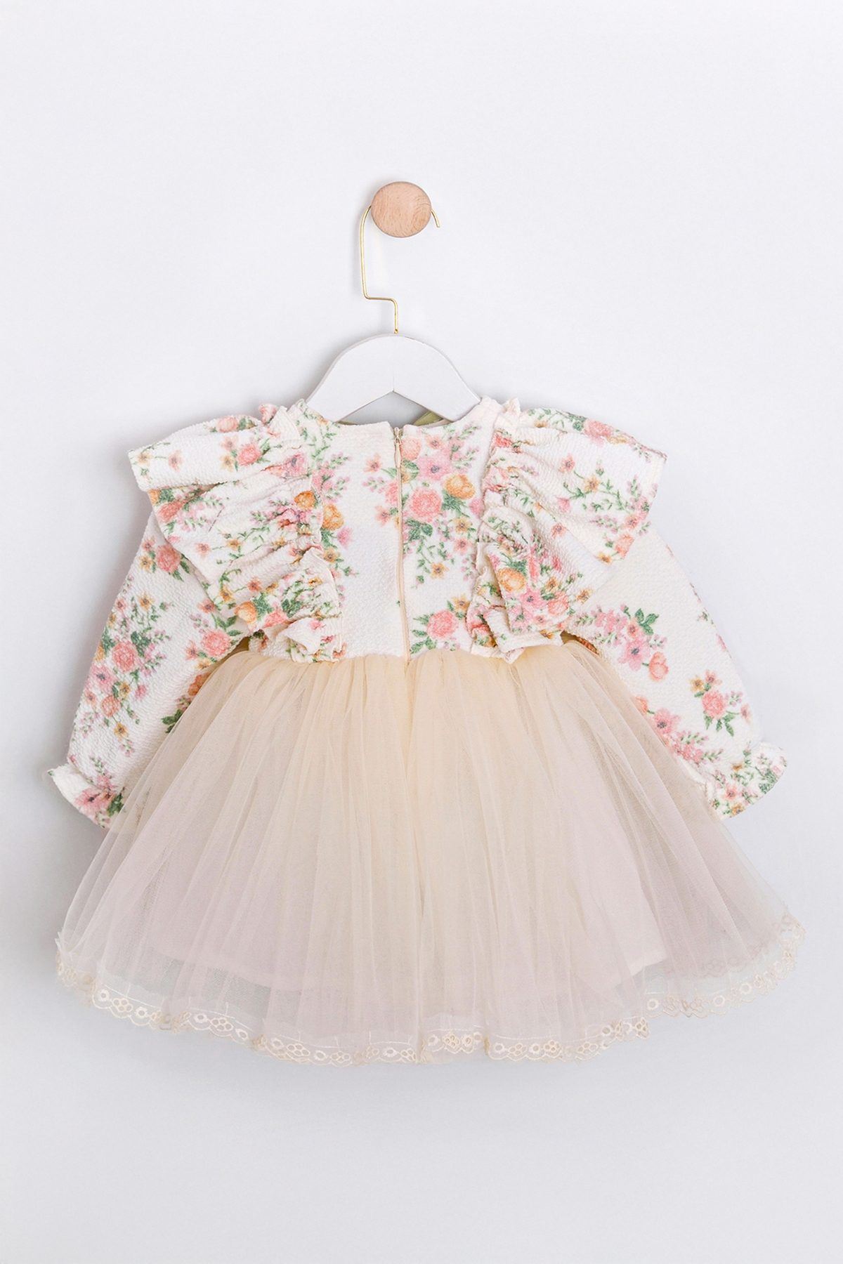 9-24 Aylık Fıorı Macha Kız Bebek Elbise-Latte