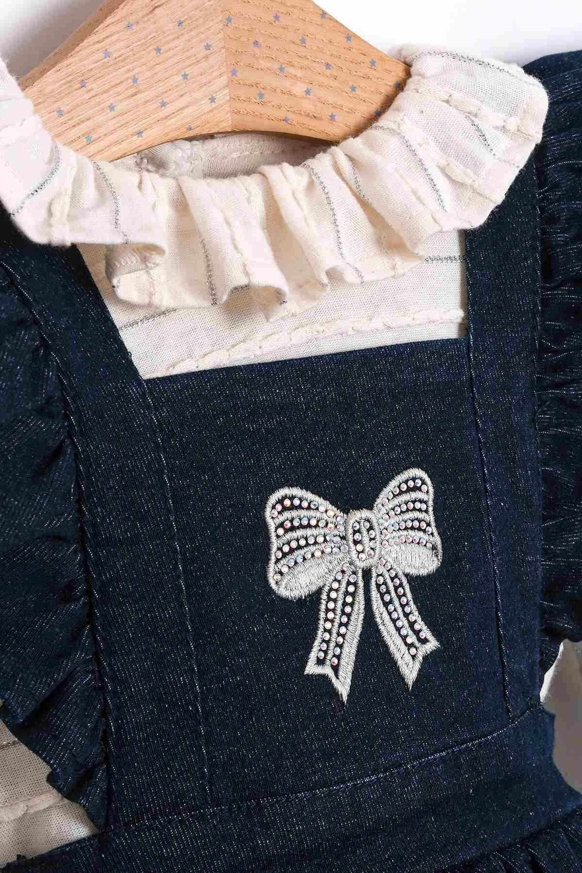 6-18 Aylık Rana Ribbon Kız Bebek Takım-İndigo