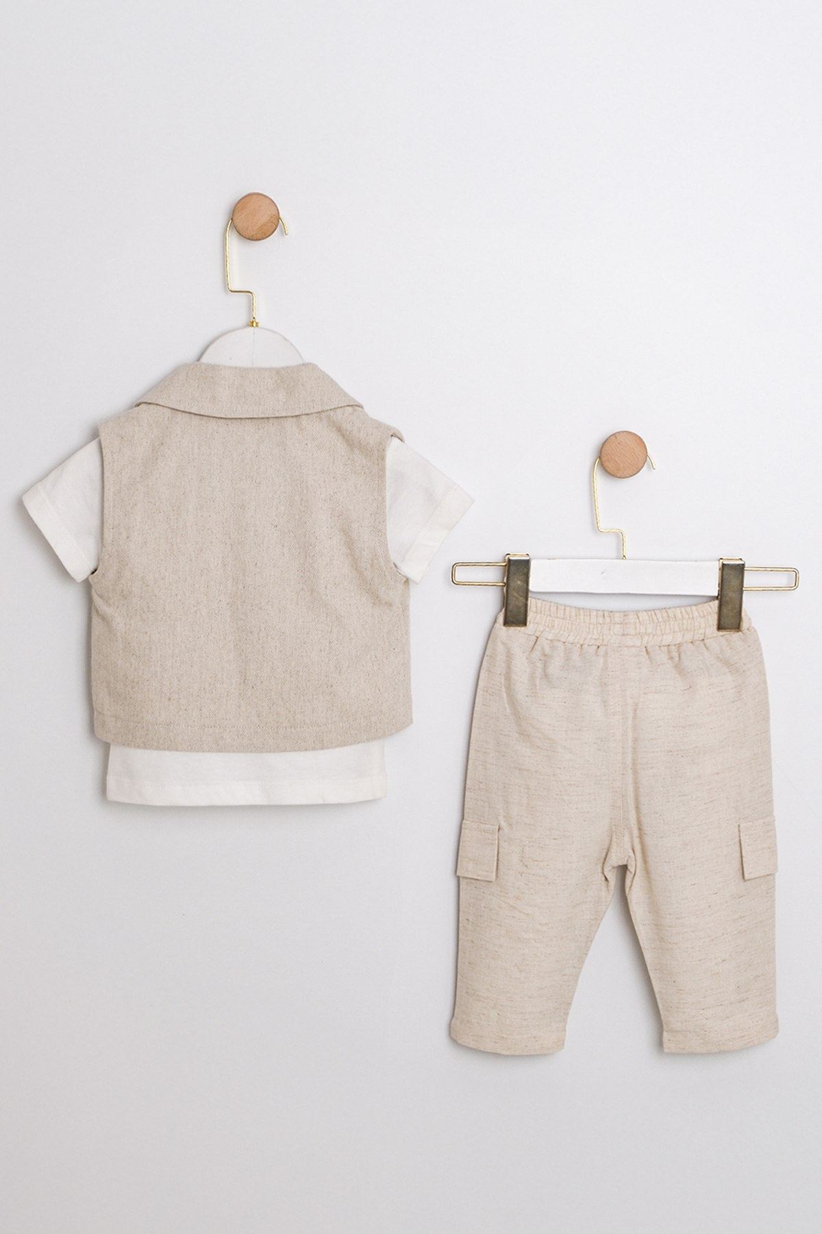 9-24 Aylık King Mode Erkek Bebek 3'Lü Takım-Latte