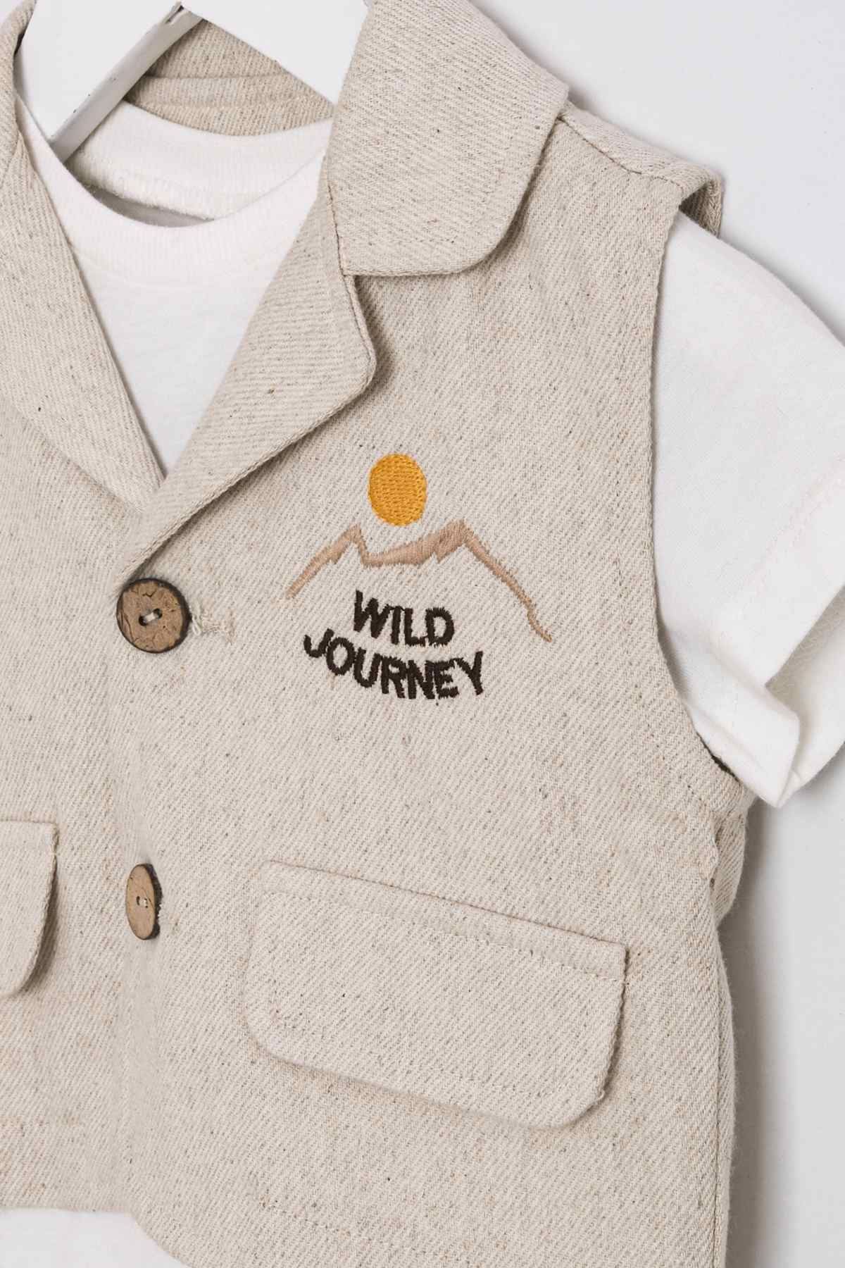 9-24 Aylık King Mode Erkek Bebek 3'Lü Takım-Latte