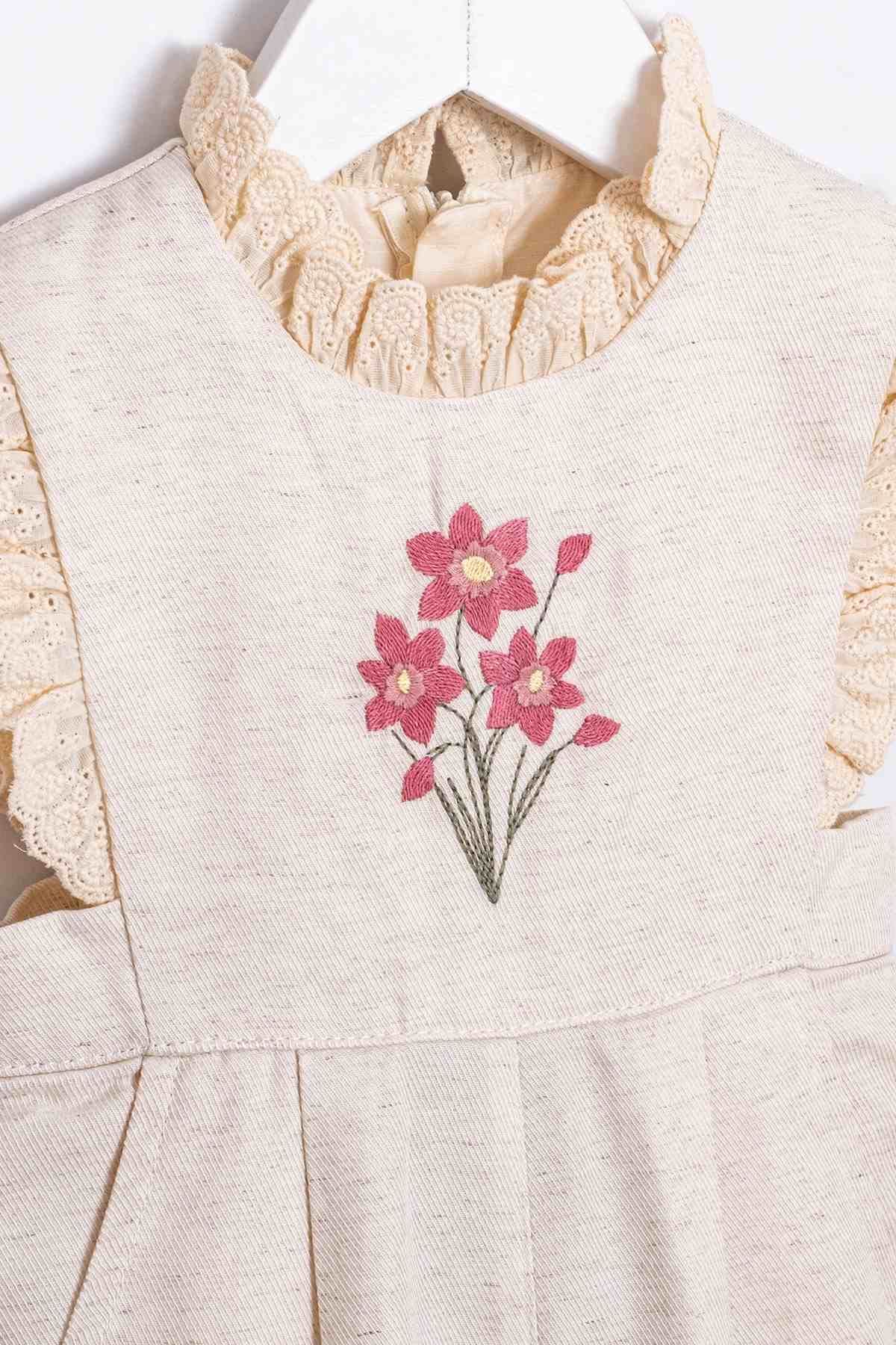 2-5 Yaş Cuddless Set Kız Çocuk Tulum-Latte