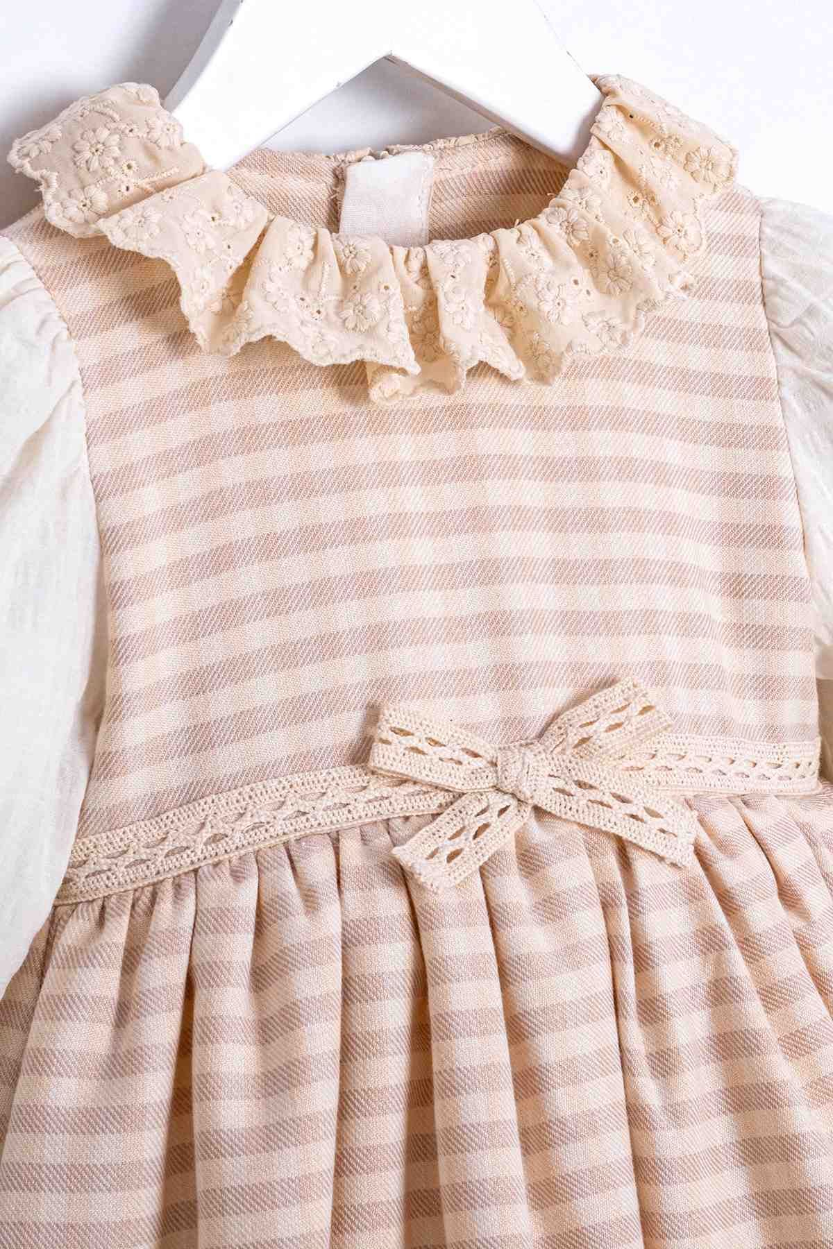 2-5 Yaş Mommy's Love Kız Çocuk Elbise-Pudra