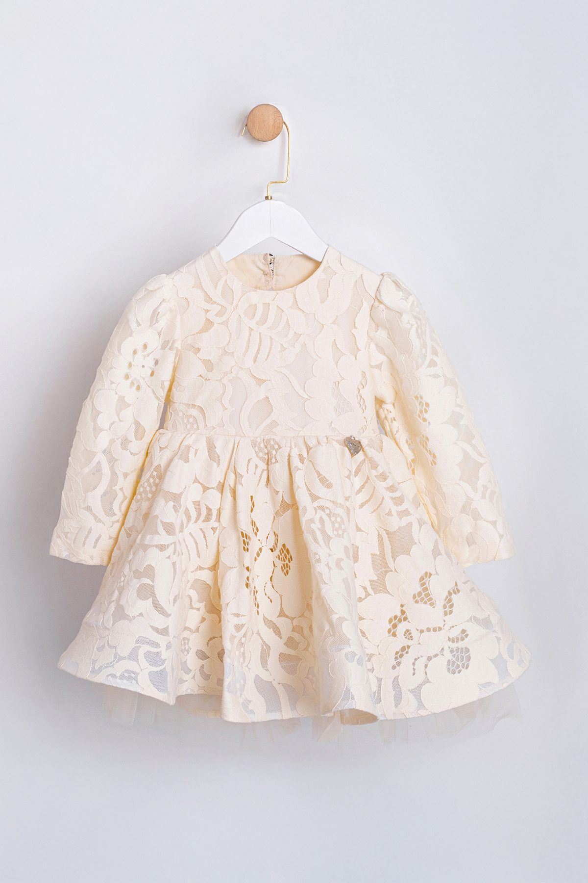 2-5 Yaş Baby Doll Kız Çocuk Elbise-Ekru