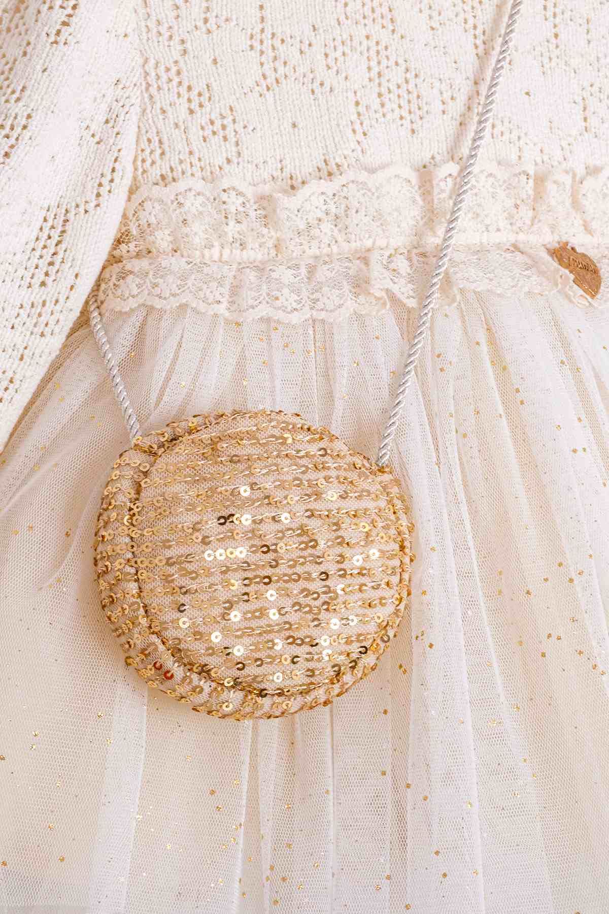 9-24 Aylık Lorelai Kız Bebek Çantalı Elbise-Latte