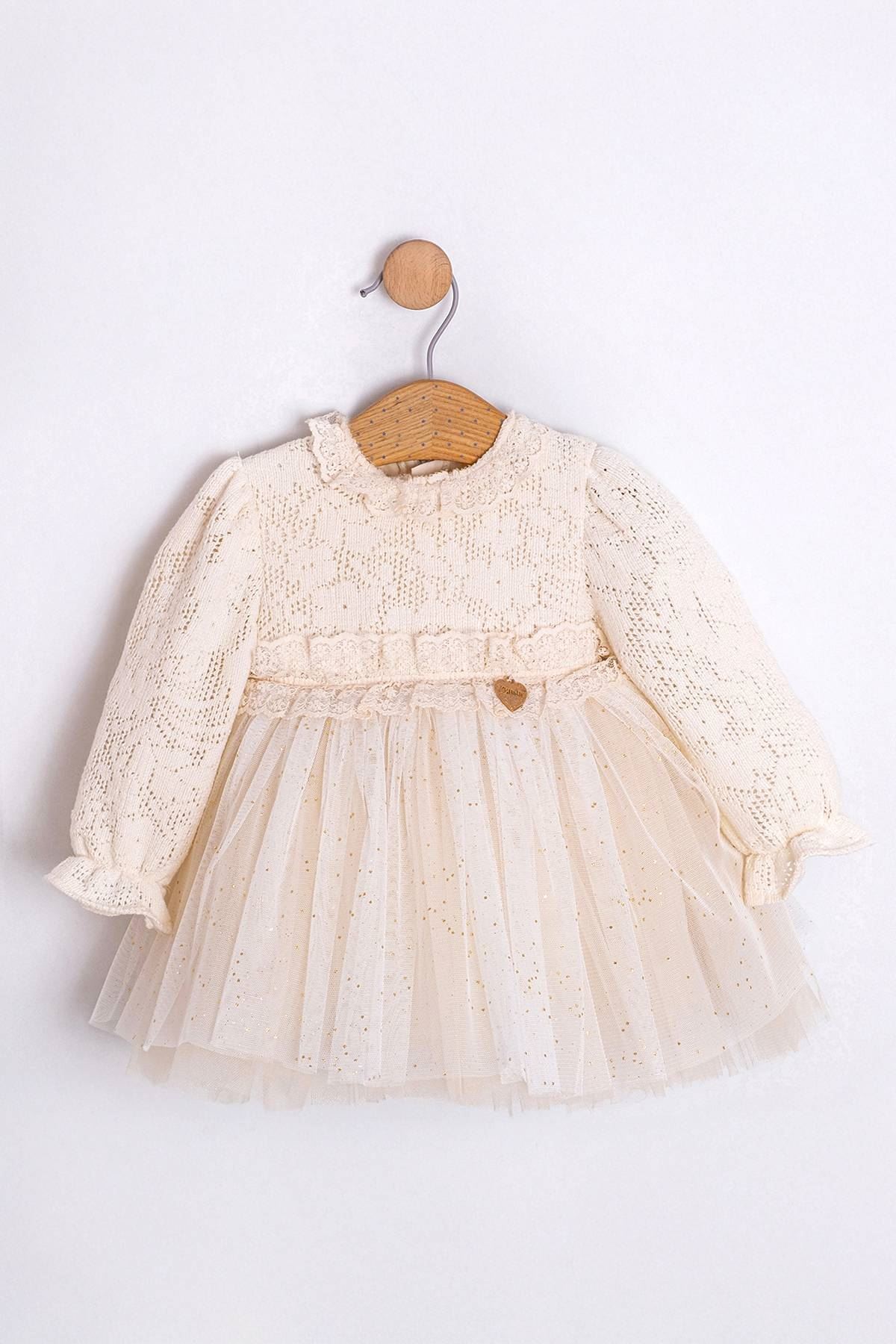 9-24 Aylık Lorelai Kız Bebek Çantalı Elbise-Latte
