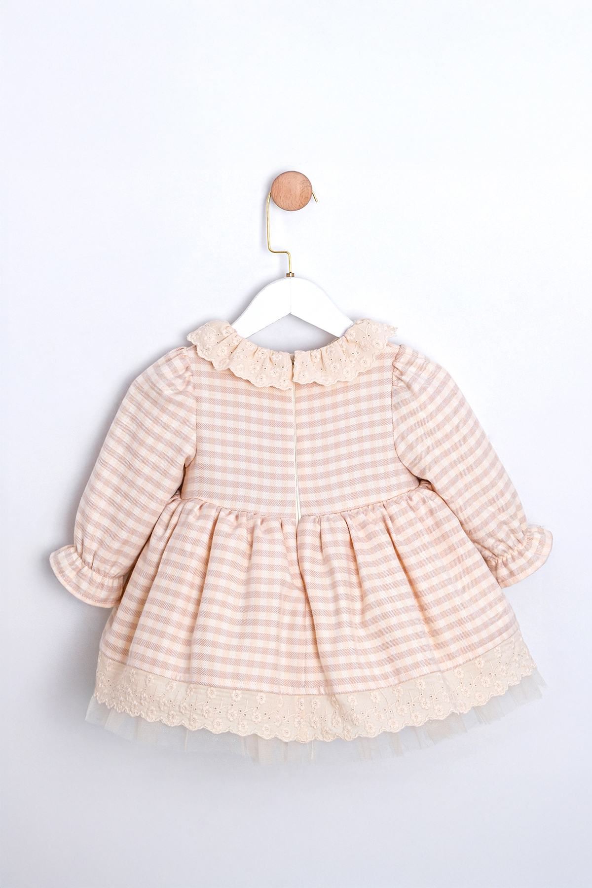 9-24 Aylık Vıvıenne Kız Bebek Çantalı Elbise-Kahverengi