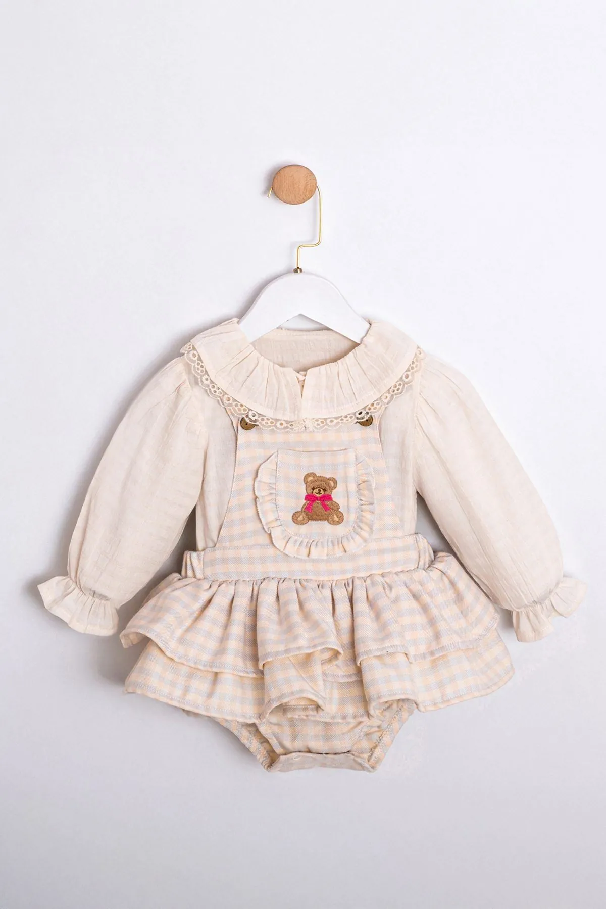 6-18 Aylık Happy Bear Kız Bebek Takım-Mavi