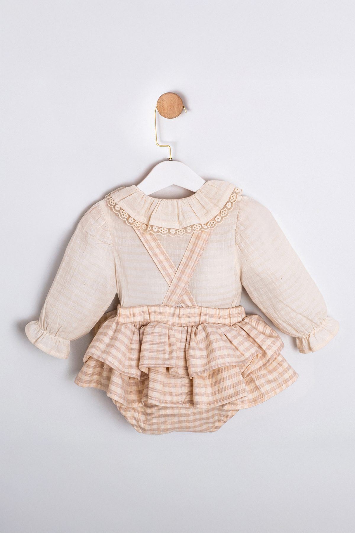 6-18 Aylık Happy Bear Kız Bebek Takım-Kahverengi