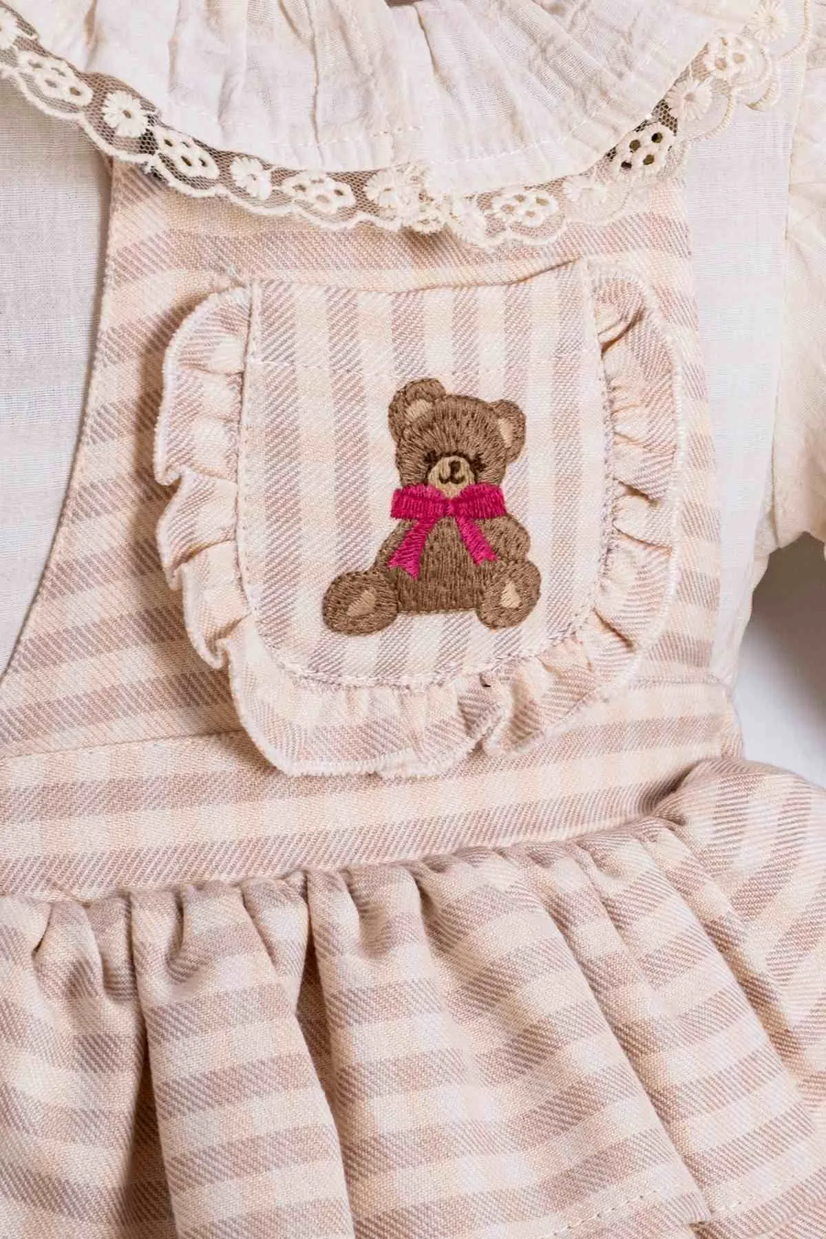 6-18 Aylık Happy Bear Kız Bebek Takım-Kahverengi