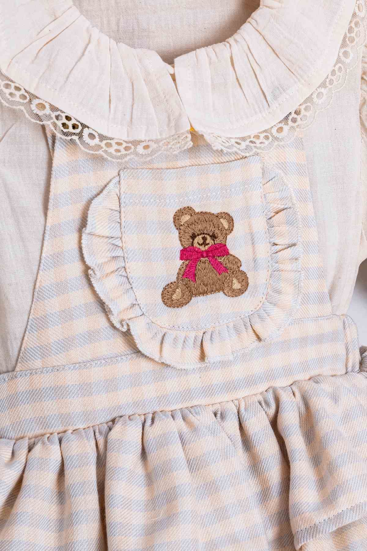 6-18 Aylık Happy Bear Kız Bebek Takım-Mavi