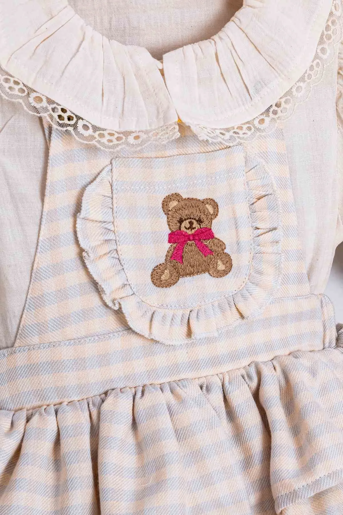 6-18 Aylık Happy Bear Kız Bebek Takım-Mavi