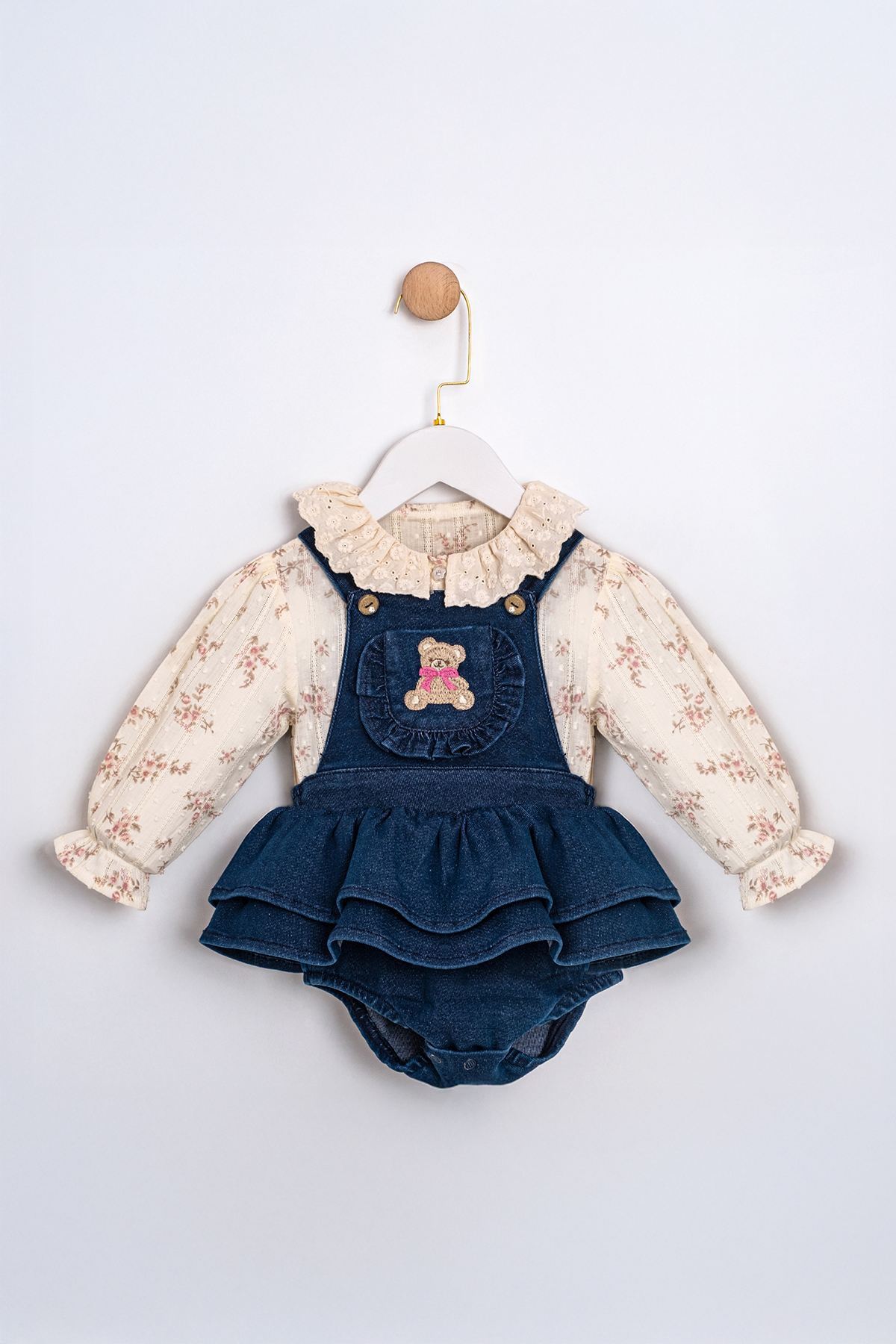 6-18 Aylık Jeane Bear Kız Bebek Takım-İndigo