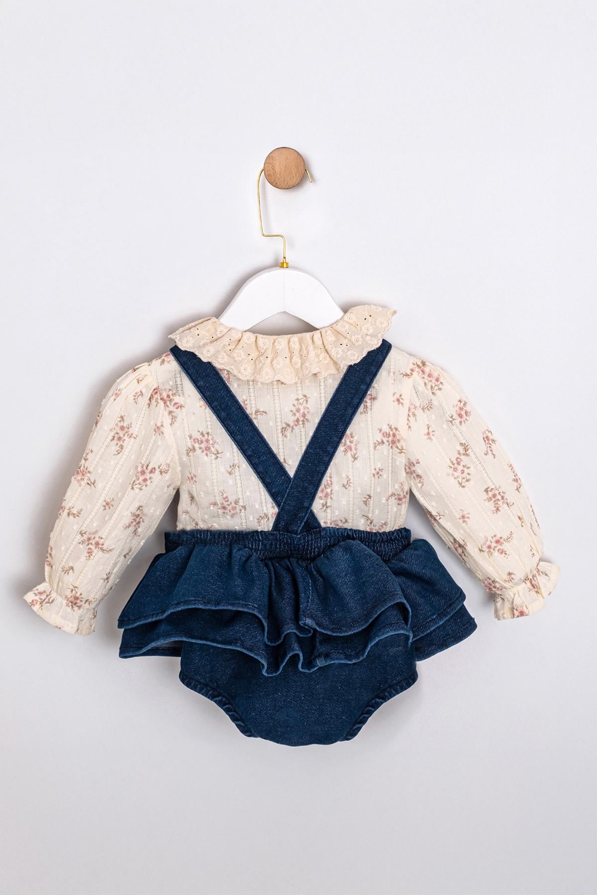 6-18 Aylık Jeane Bear Kız Bebek Takım-İndigo