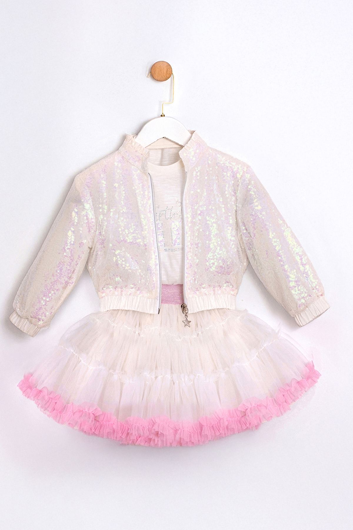 2-5 Yaş Magic Kız Çocuk 3'Lü Takım-Ekru