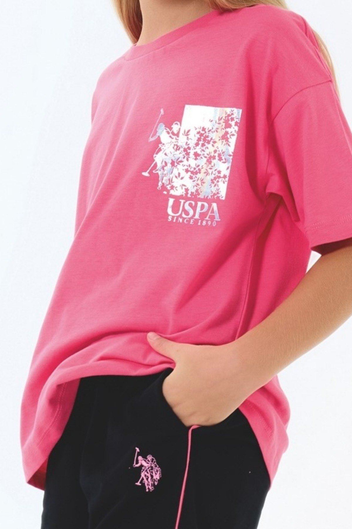 4-15 Yaş Lisanslı Us Polo Assn Kız Çocuk Takım-Pembe