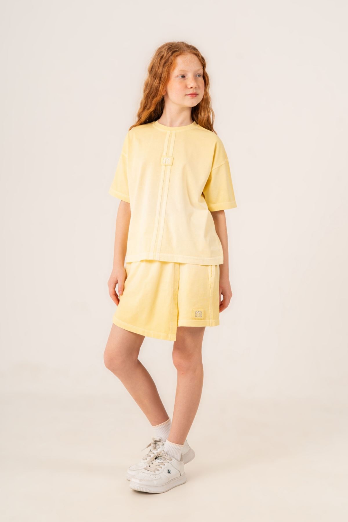 9-15 Yaş Prime New Kız Çocuk Şort Etekli Takım-Sarı