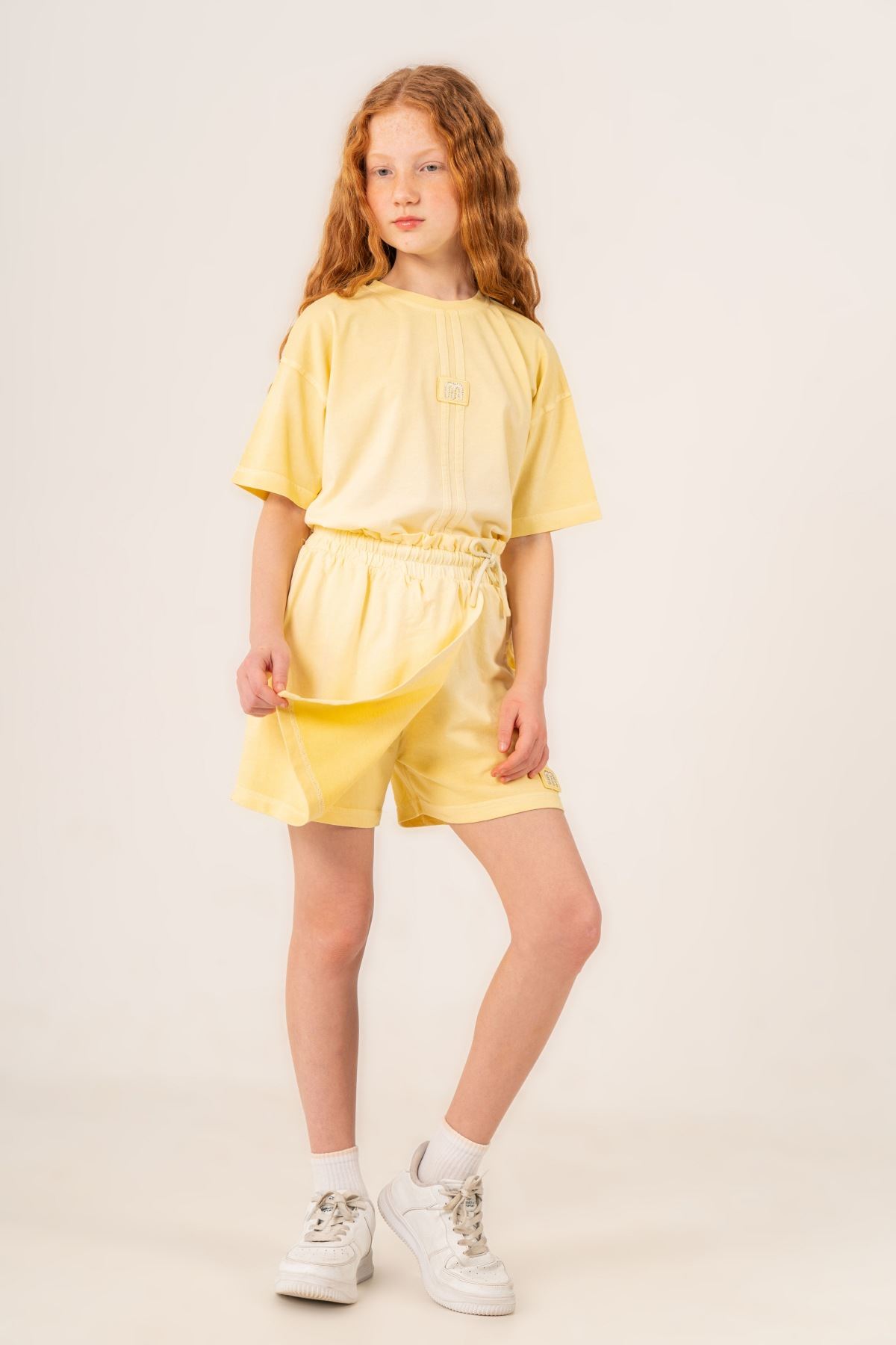 9-15 Yaş Prime New Kız Çocuk Şort Etekli Takım-Sarı