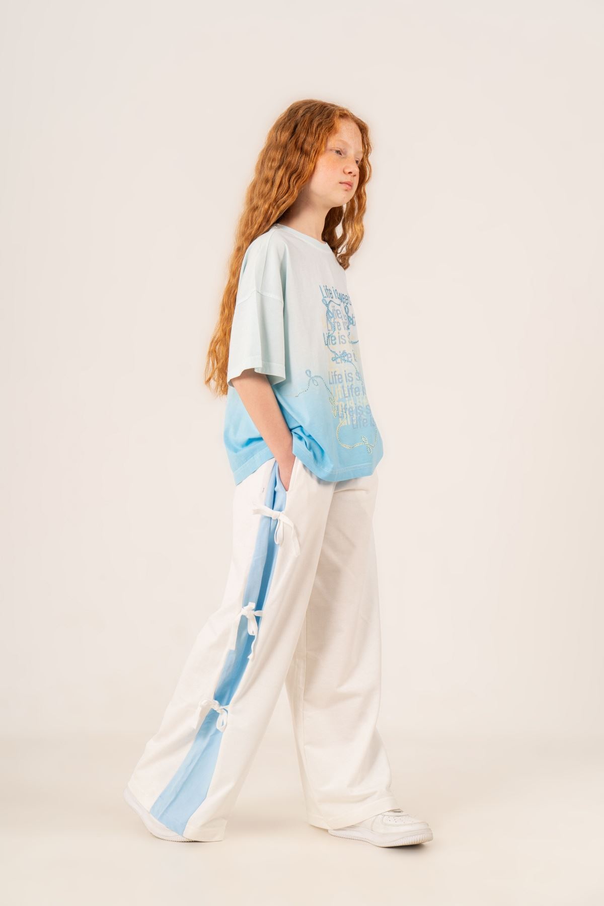 9-15 Yaş Ribbon Life Kız Çocuk Takım-Mavi