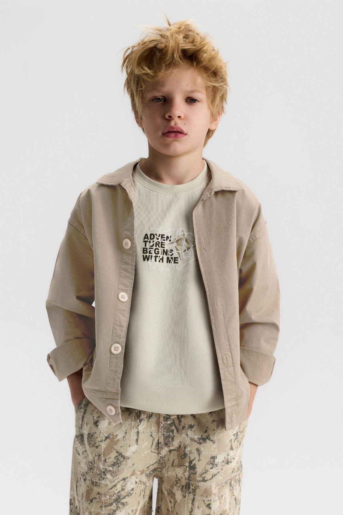 8-14 Yaş Hera Tiger Erkek Çocuk 3'Lü Takım-Ekru