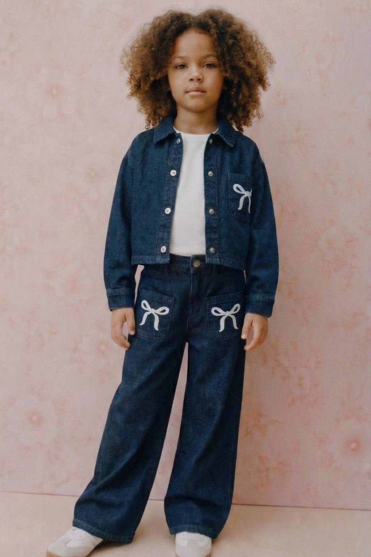 4-14 Yaş Bloom Ribbon Kız Çocuk Takım-İndigo