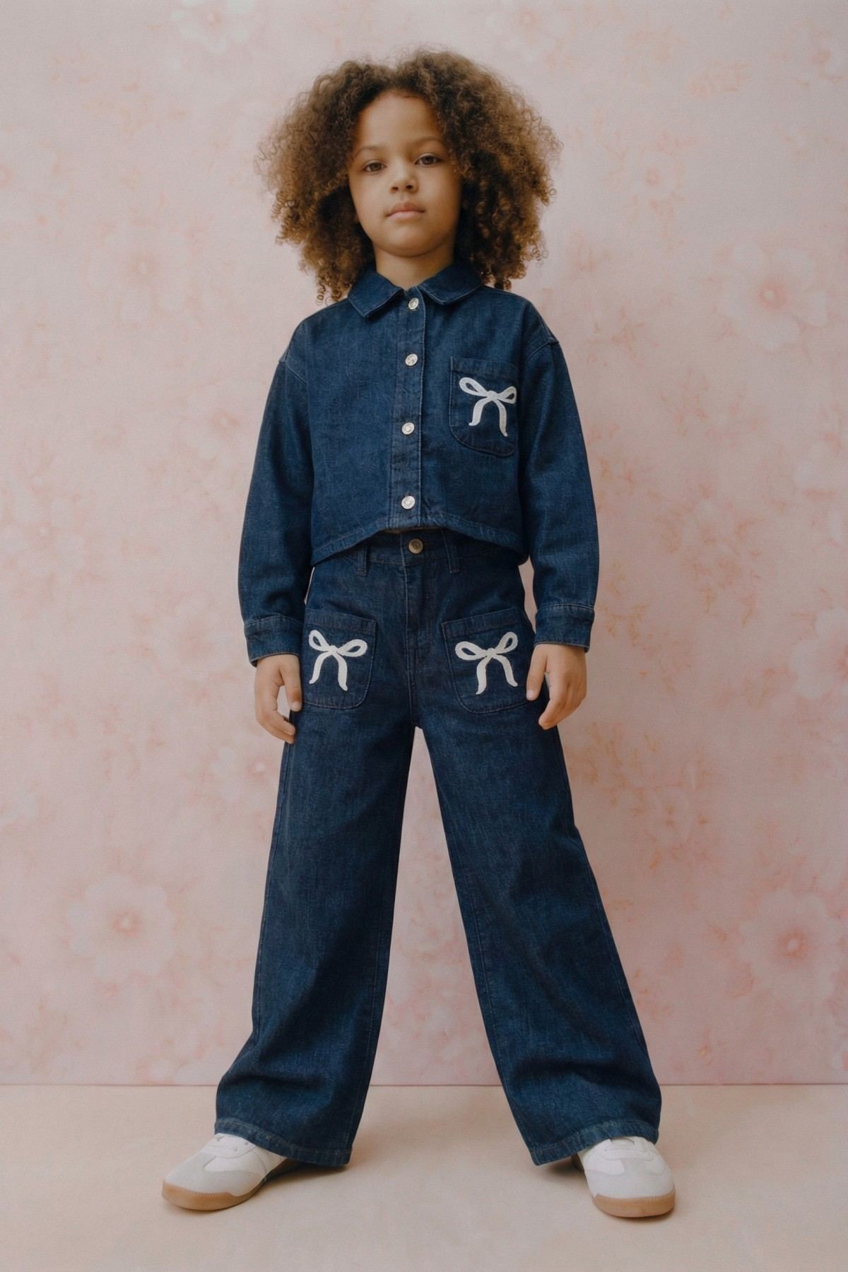 4-14 Yaş Bloom Ribbon Kız Çocuk Takım-İndigo