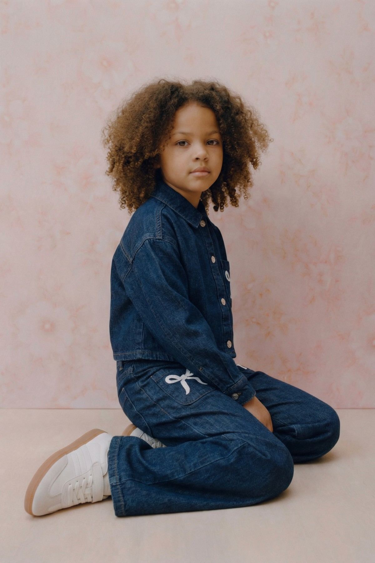 4-14 Yaş Bloom Ribbon Kız Çocuk Takım-İndigo