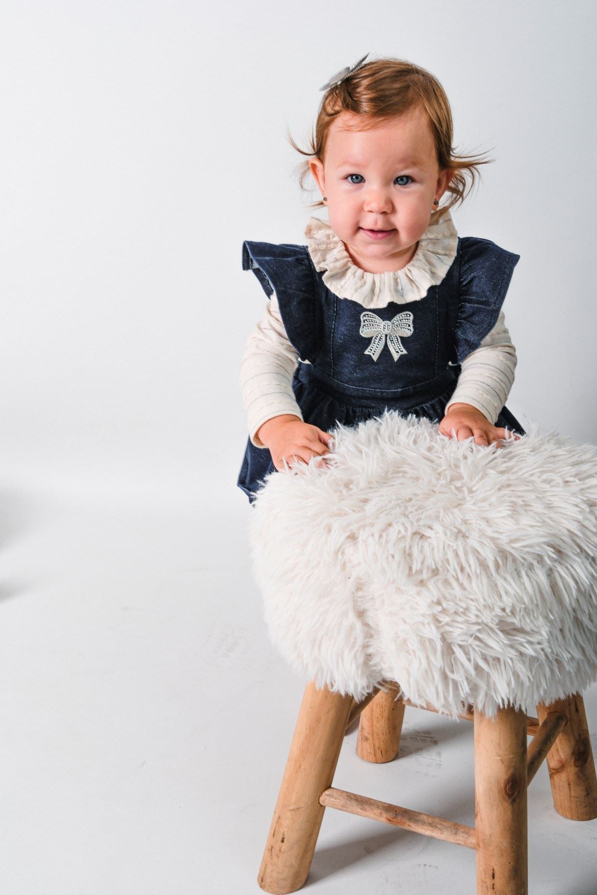 6-18 Aylık Rana Ribbon Kız Bebek Takım-İndigo