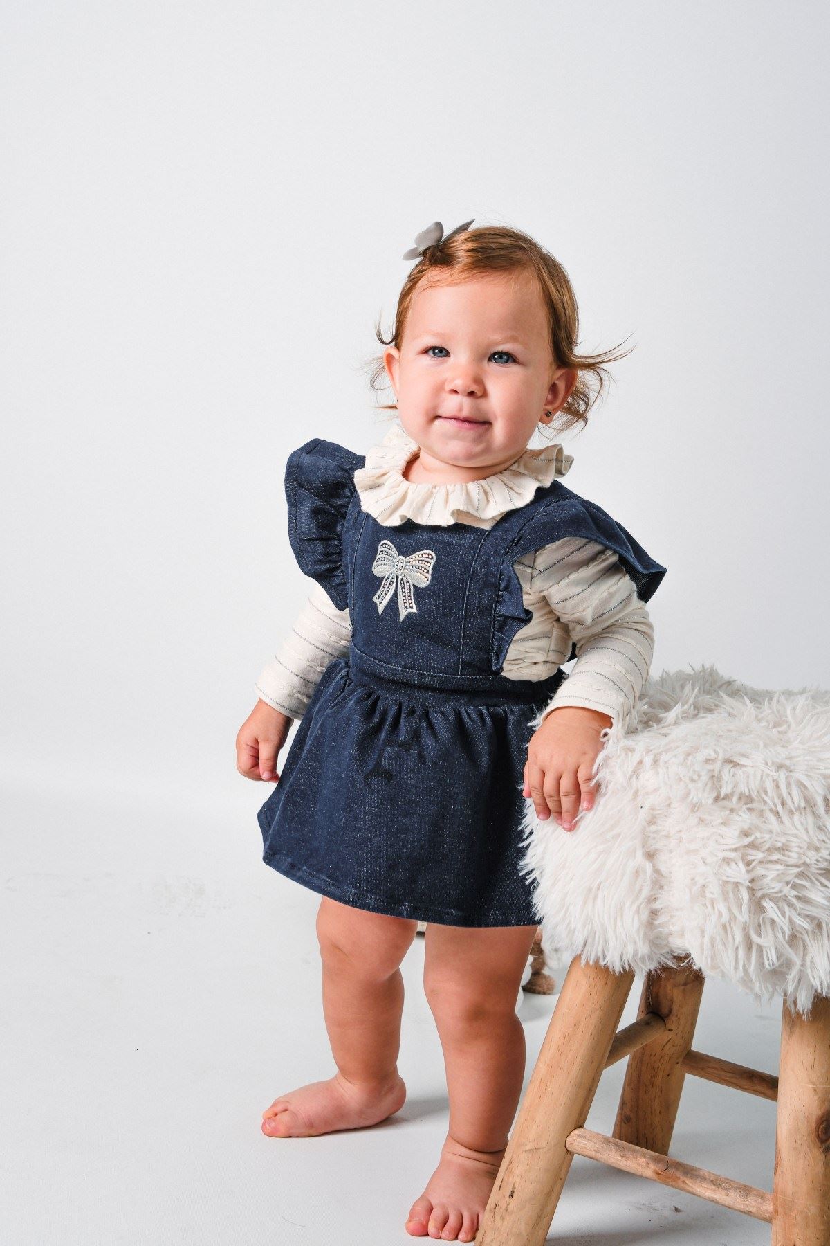 6-18 Aylık Rana Ribbon Kız Bebek Takım-İndigo