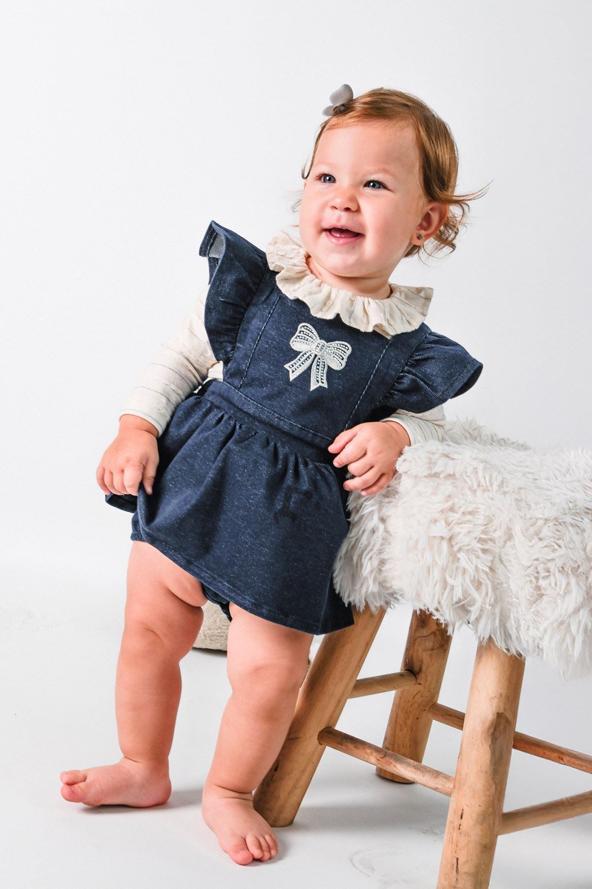 6-18 Aylık Rana Ribbon Kız Bebek Takım-İndigo