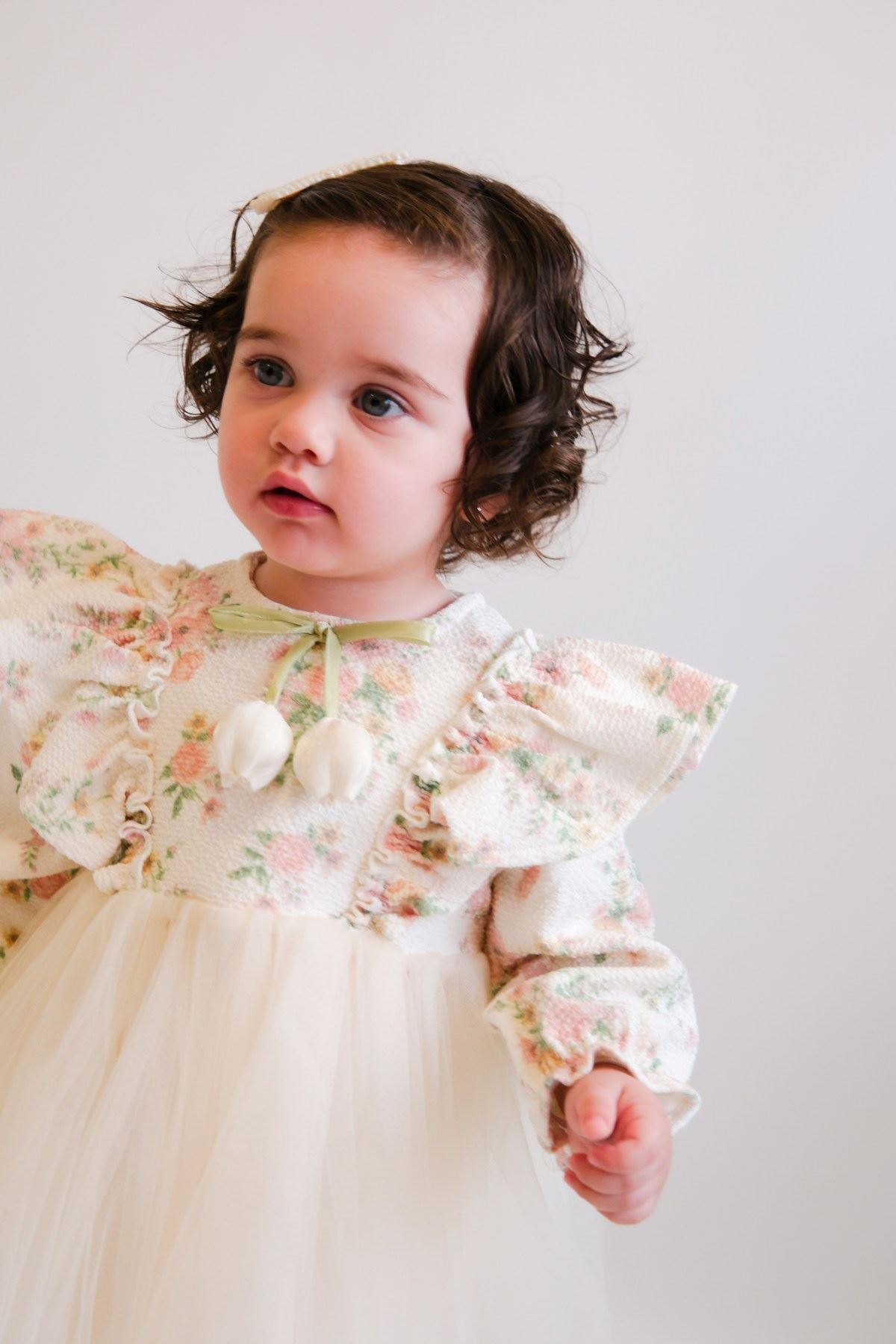 9-24 Aylık Fıorı Macha Kız Bebek Elbise-Latte