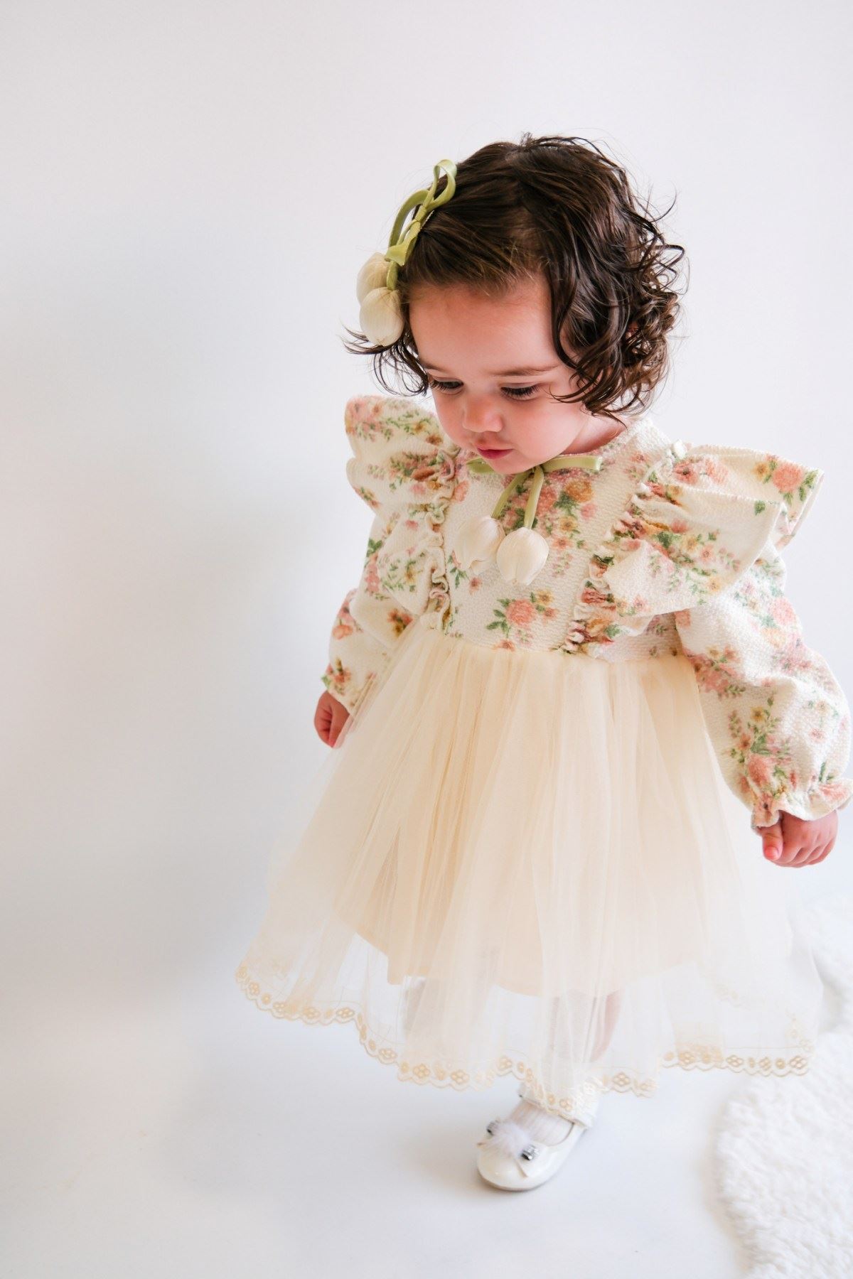 9-24 Aylık Fıorı Macha Kız Bebek Elbise-Latte