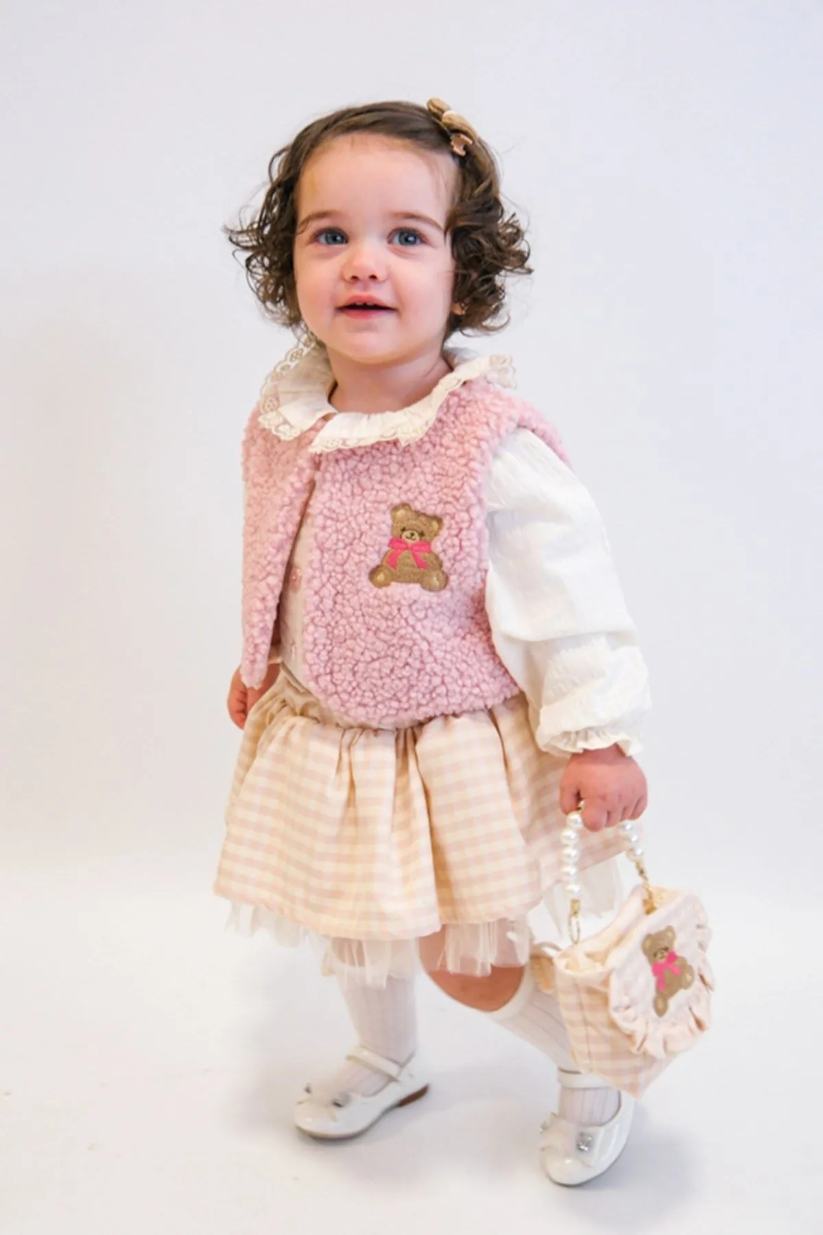6-18 Aylık Pink Love Çantalı 4'Lü Kız Bebek Takım-Pembe