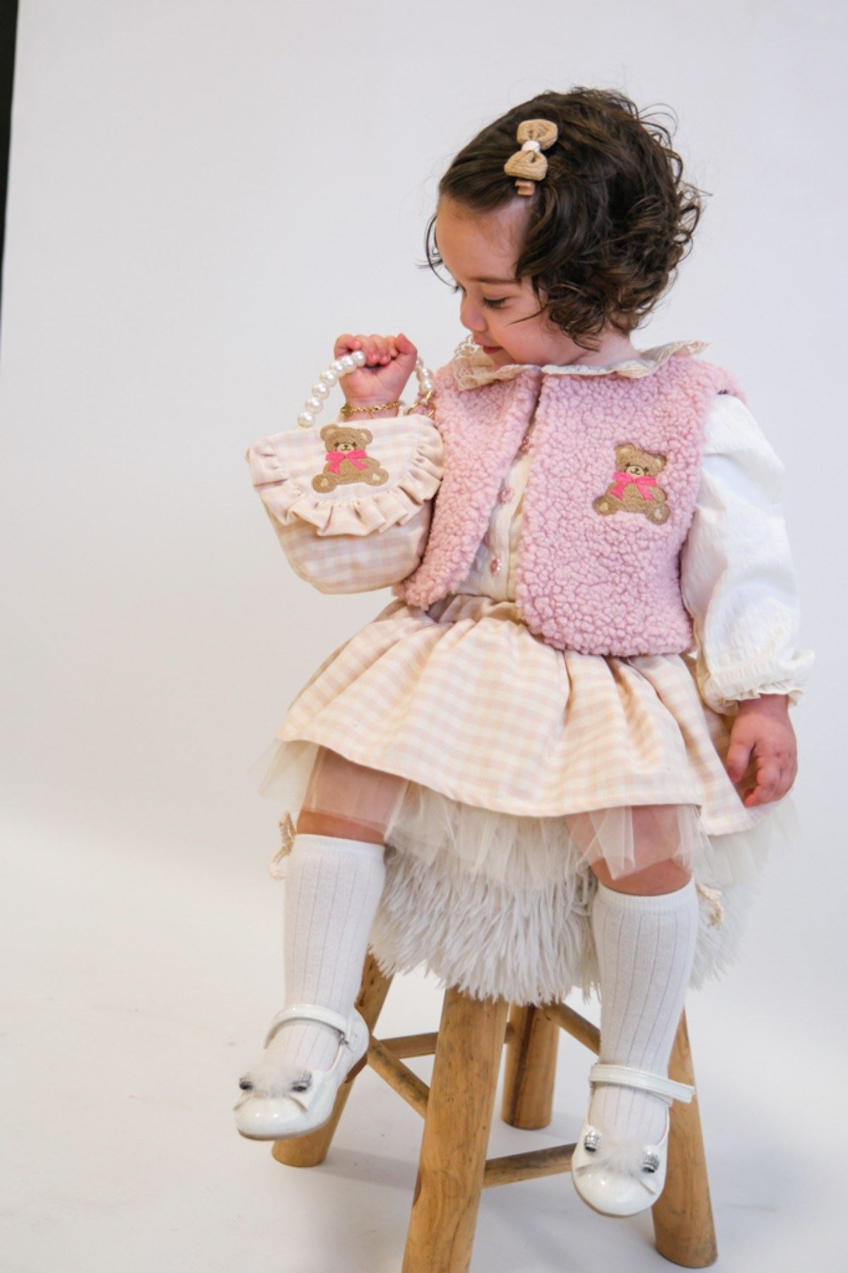 6-18 Aylık Pink Love Çantalı 4'Lü Kız Bebek Takım-Pembe