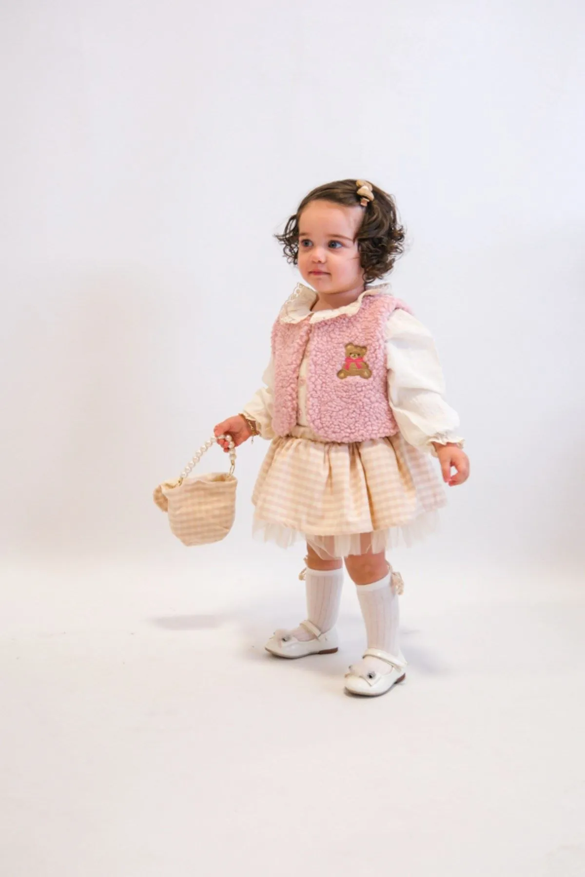 6-18 Aylık Pink Love Çantalı 4'Lü Kız Bebek Takım-Pembe
