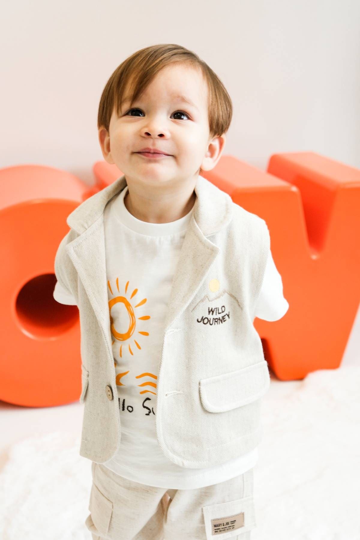 9-24 Aylık King Mode Erkek Bebek 3'Lü Takım-Latte