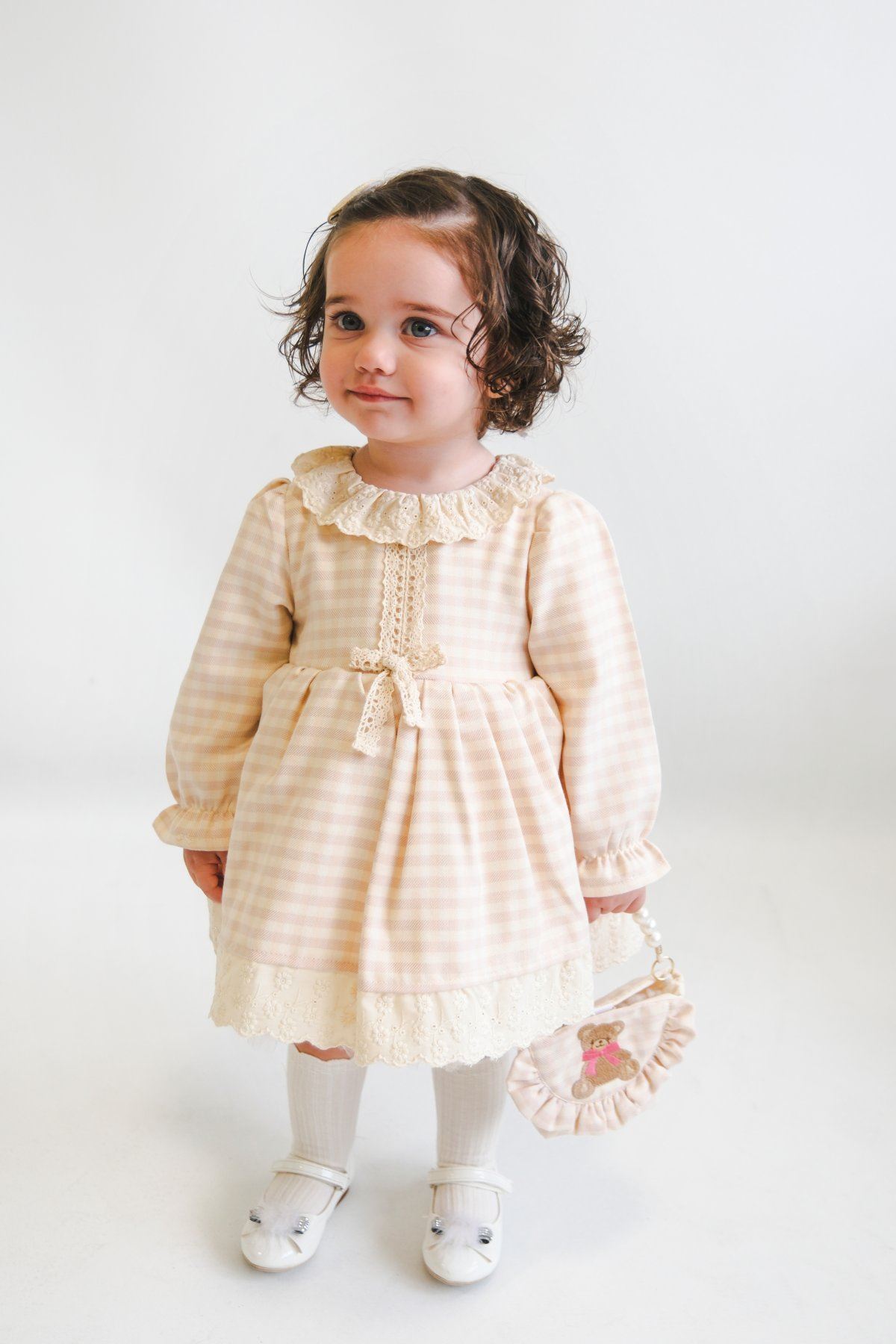 9-24 Aylık Vıvıenne Kız Bebek Çantalı Elbise-Pembe