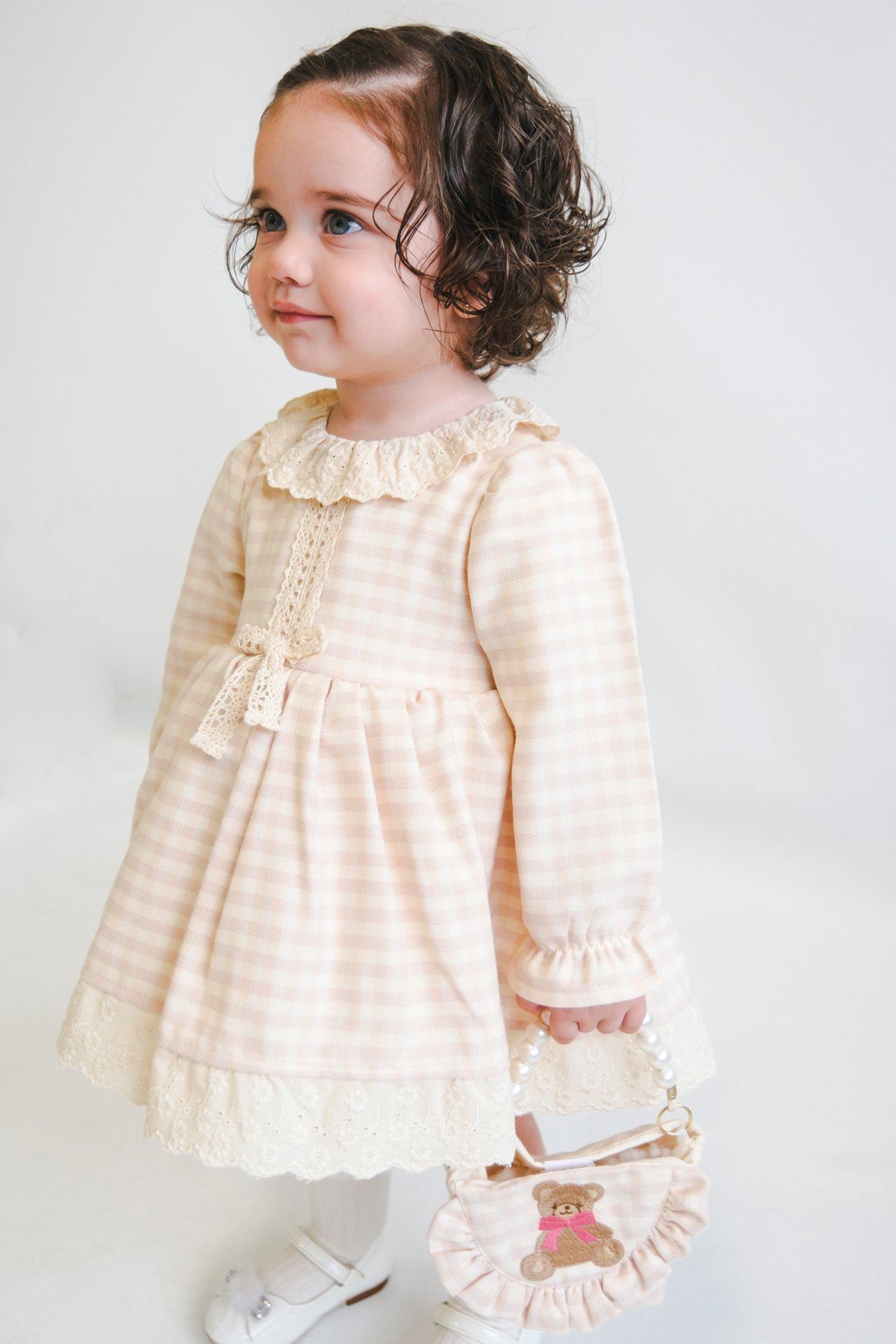 9-24 Aylık Vıvıenne Kız Bebek Çantalı Elbise-Pembe