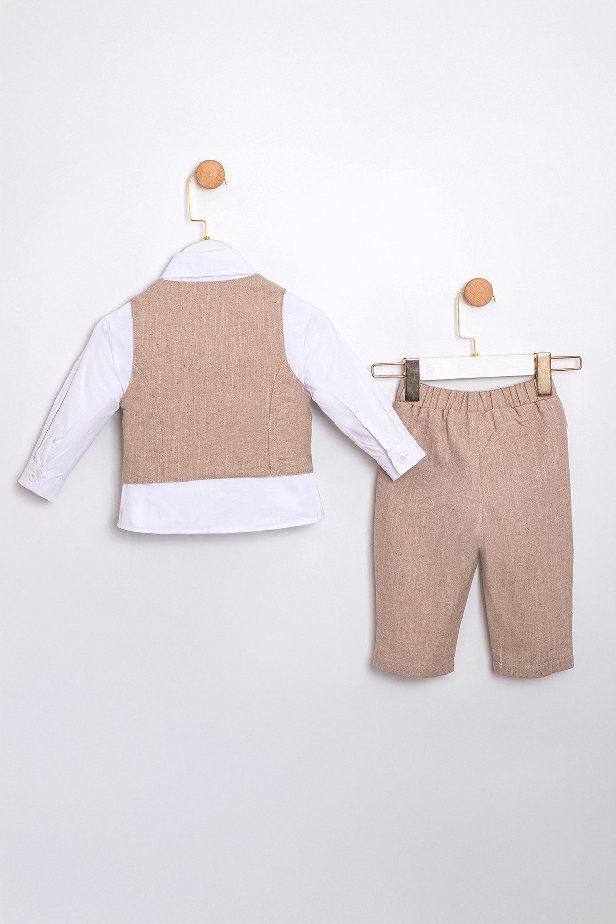 9-24 Aylık Petit King Erkek Bebek 3'Lü Takım-Latte