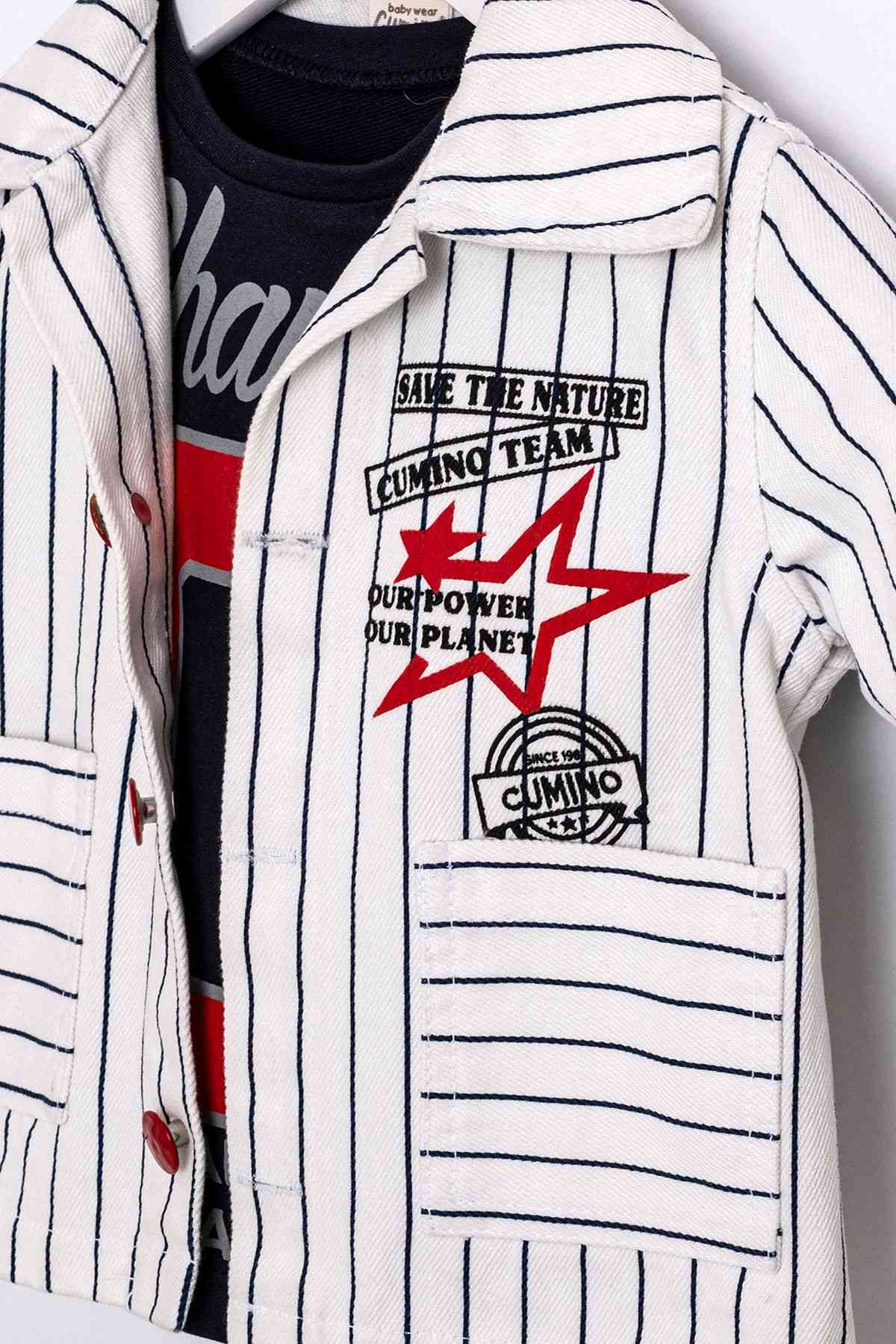 9-24 Aylık Prince Leo Erkek Bebek 3'Lü Takım-Ekru