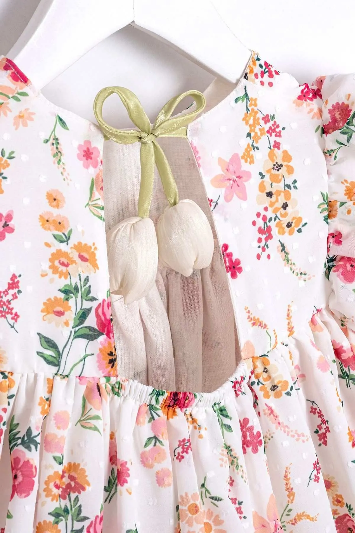 2-5 Yaş Cute Dress Kız Çocuk Elbise-Ekru