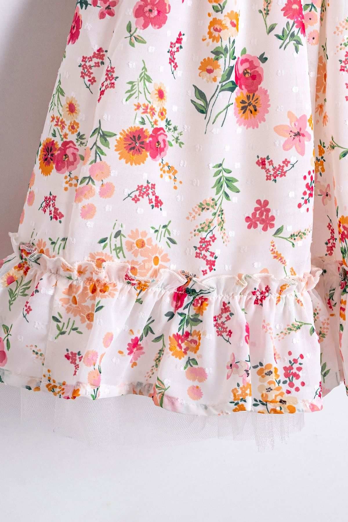 2-5 Yaş Cute Dress Kız Çocuk Elbise-Ekru