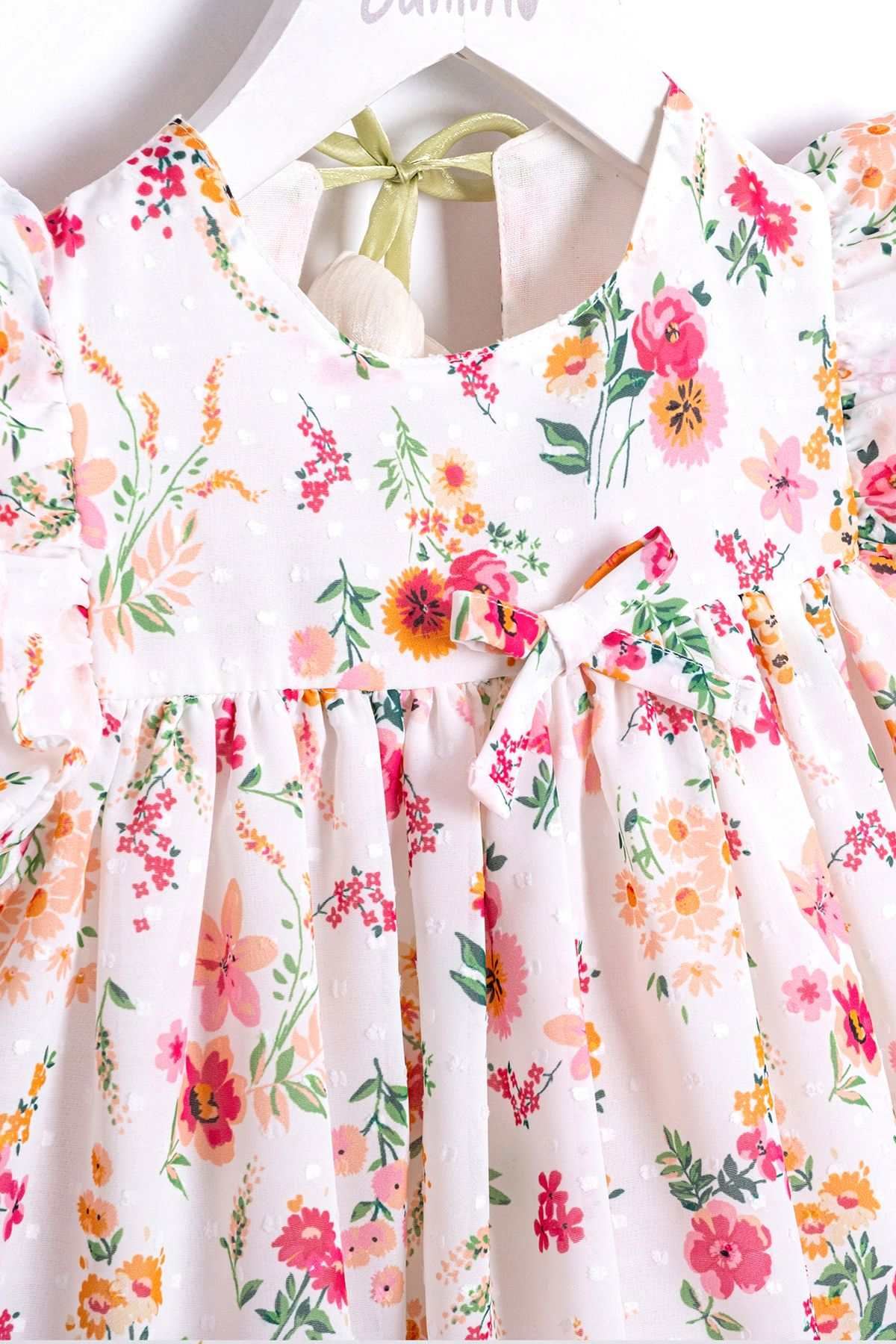 2-5 Yaş Cute Dress Kız Çocuk Elbise-Ekru