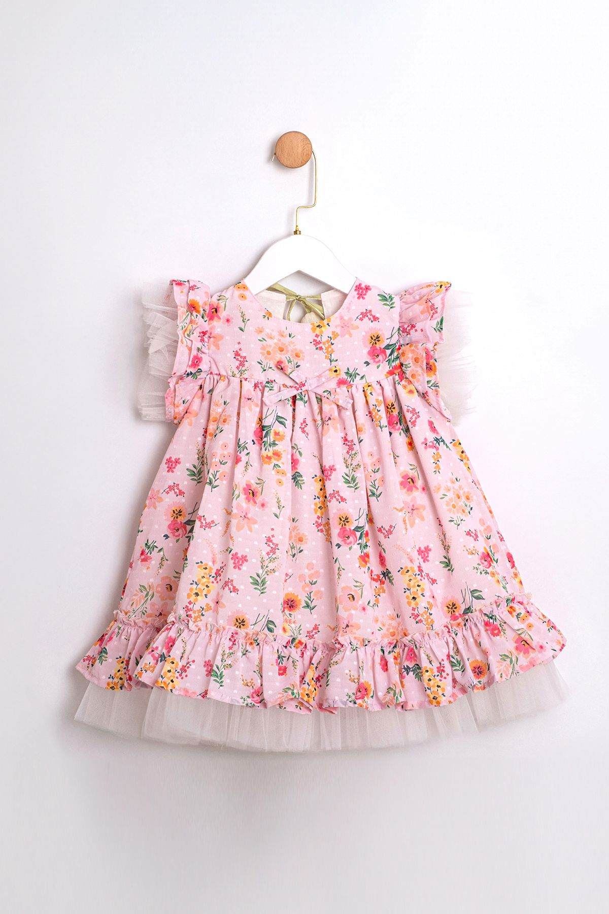 2-5 Yaş Cute Dress Kız Çocuk Elbise-Pembe