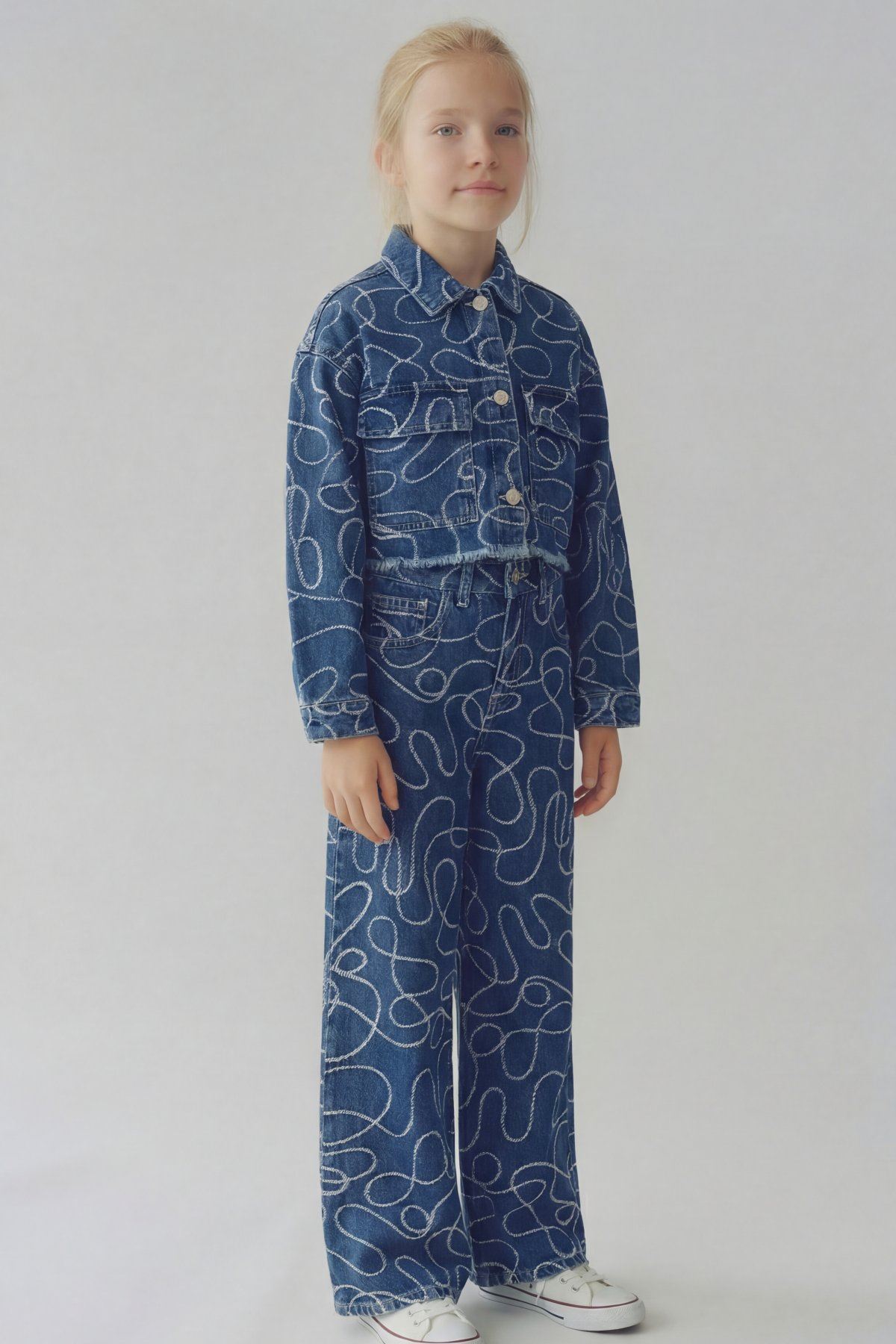 4-14 Yaş Lina Luna Kız Çocuk Takım-Mavi