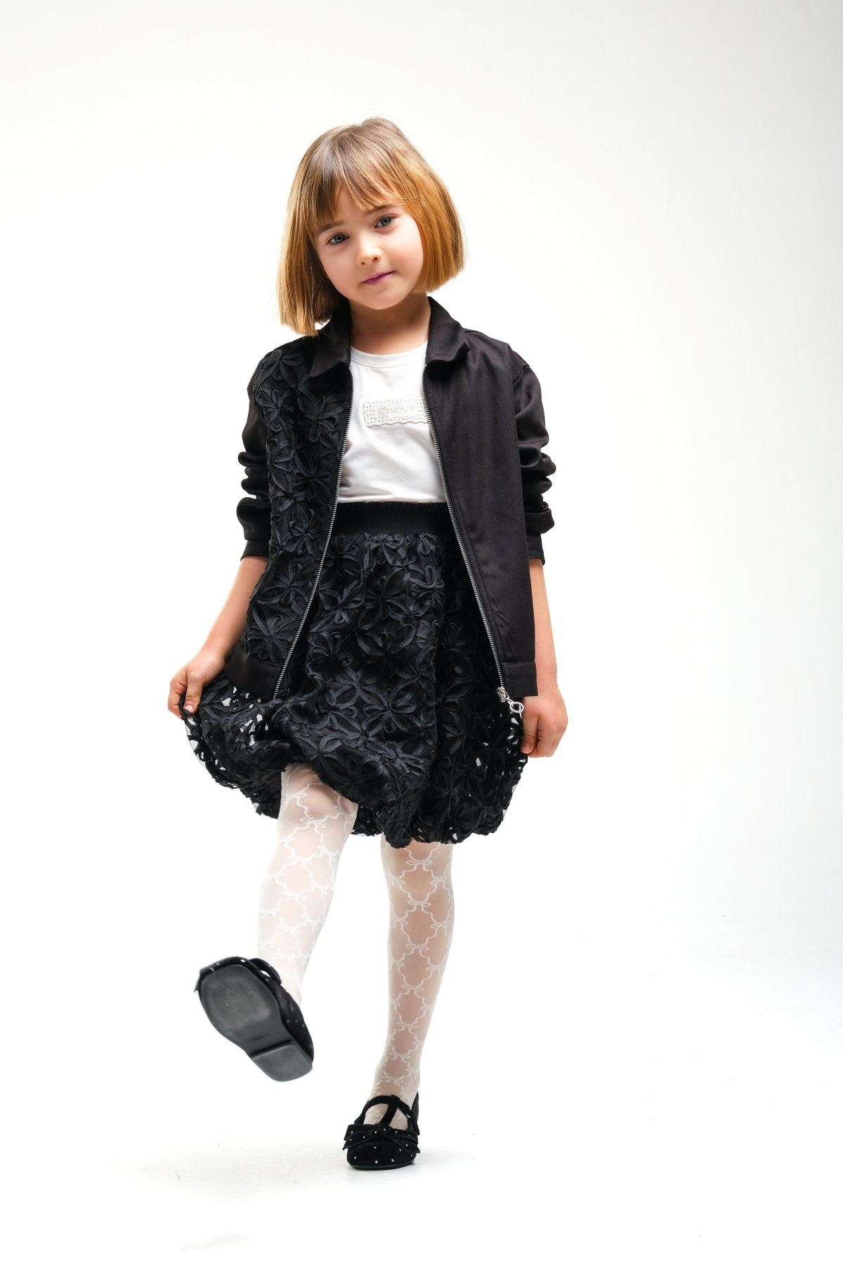 4-8 Yaş Royal Pearl Kız Çocuk Takım-Siyah