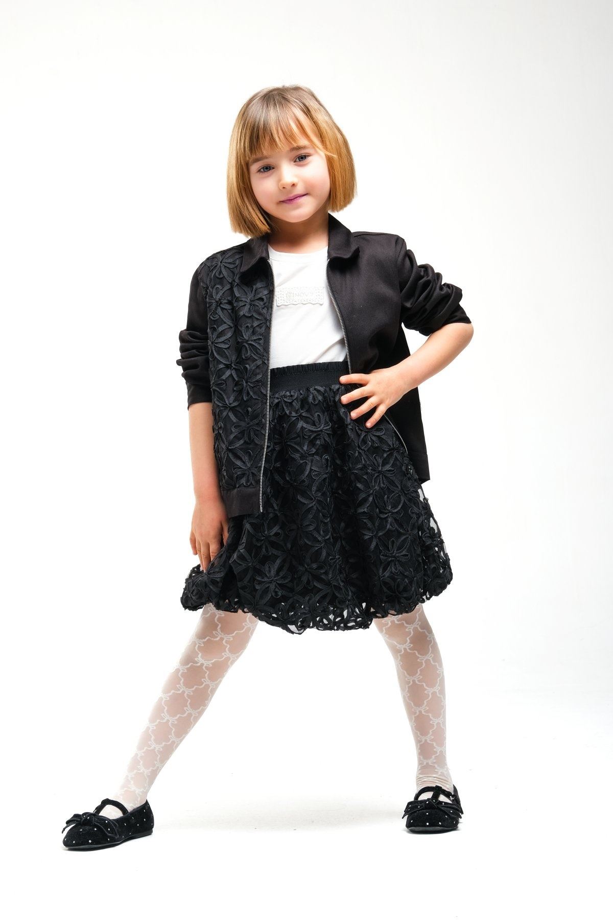 4-8 Yaş Royal Pearl Kız Çocuk Takım-Siyah