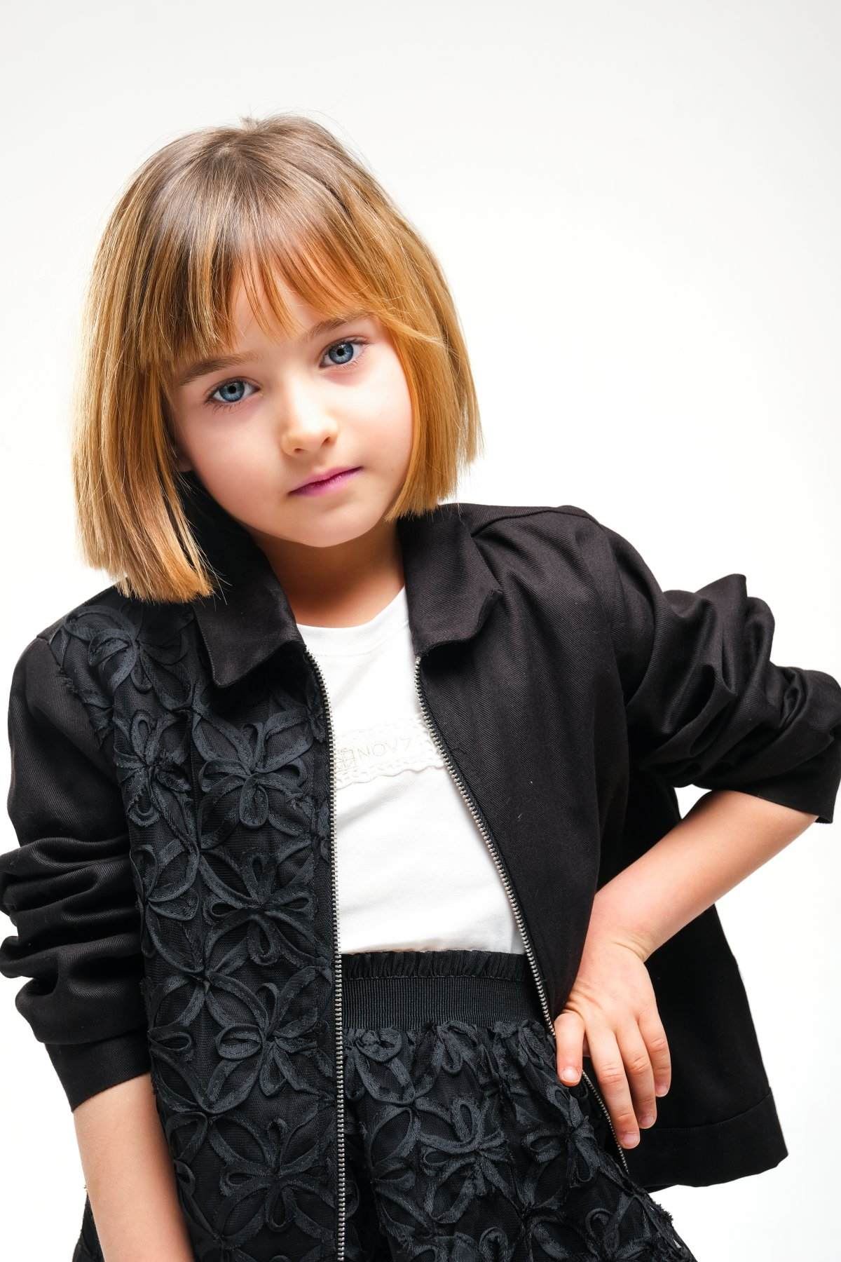 4-8 Yaş Royal Pearl Kız Çocuk Takım-Siyah